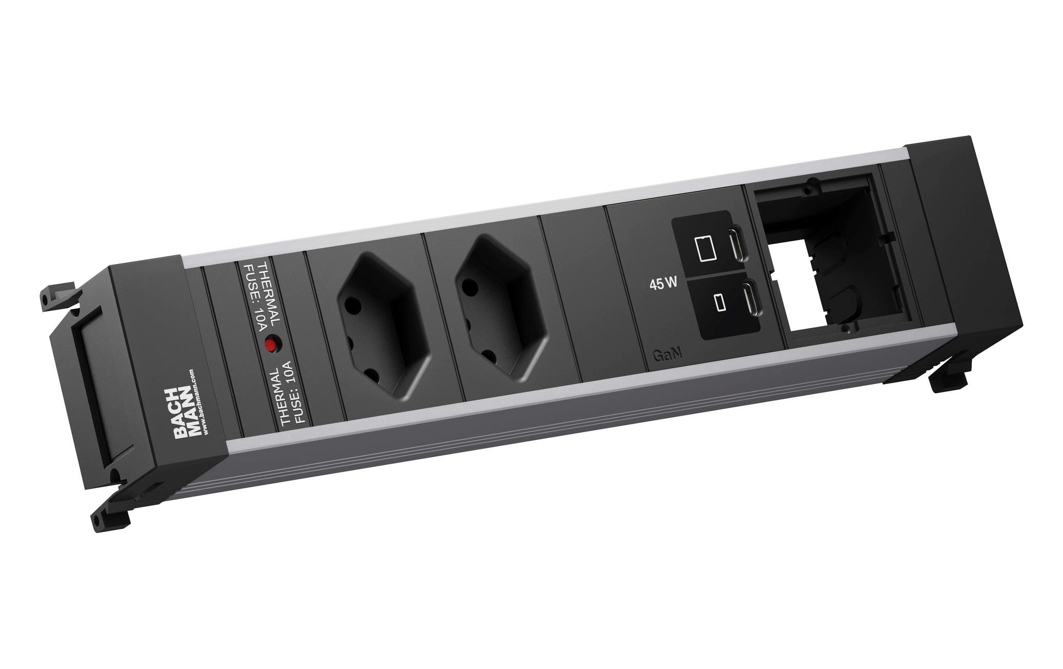 Bachmann Einbausteckerleiste POWER FRAME M 2xT13 1xUSB C/C 45W 1xCM – Einbausteckdose von Bachmann