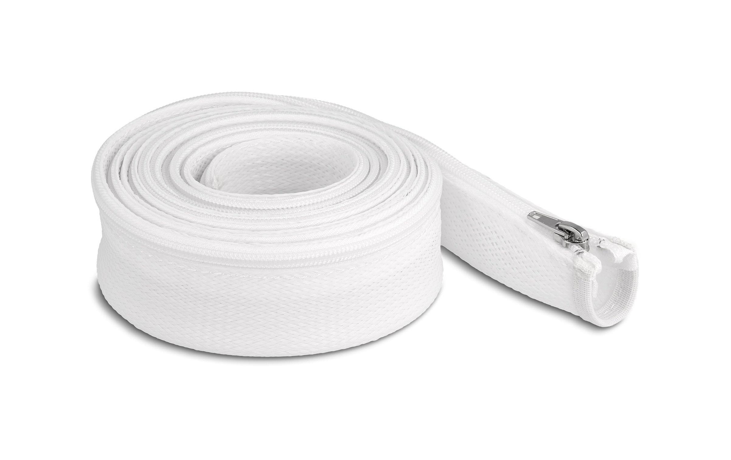 Delock Geflechtschlauch mit Reissverschluss 3 m x 50 mm Weiss – Kabelschlauch von Delock