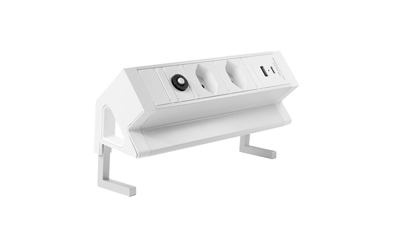STEFFEN Tischsteckdosenleiste ALU DESK 2x T13, USB-A+C, Weiss – Tischsteckdosenleiste von STEFFEN