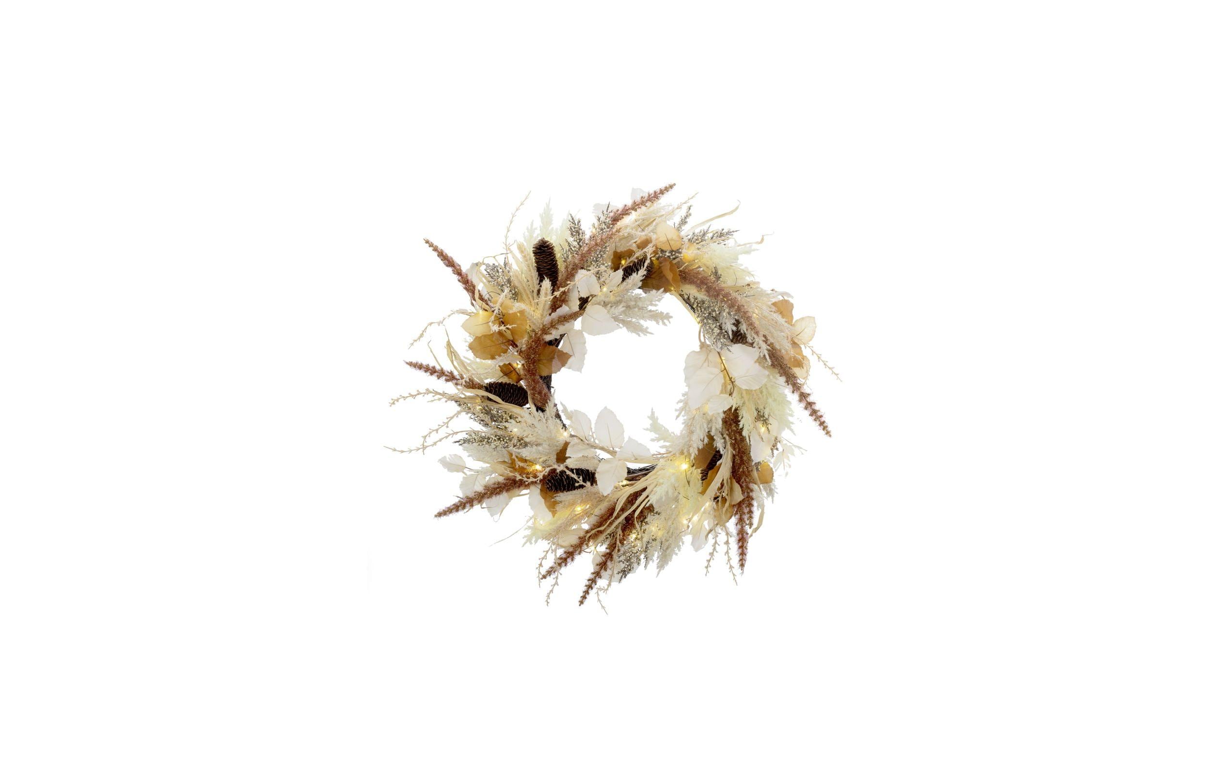 STT LED-Weihnachtskranz Flower wreath 65 cm – LED-Kranz batteriebetrieben mit Timer von STT