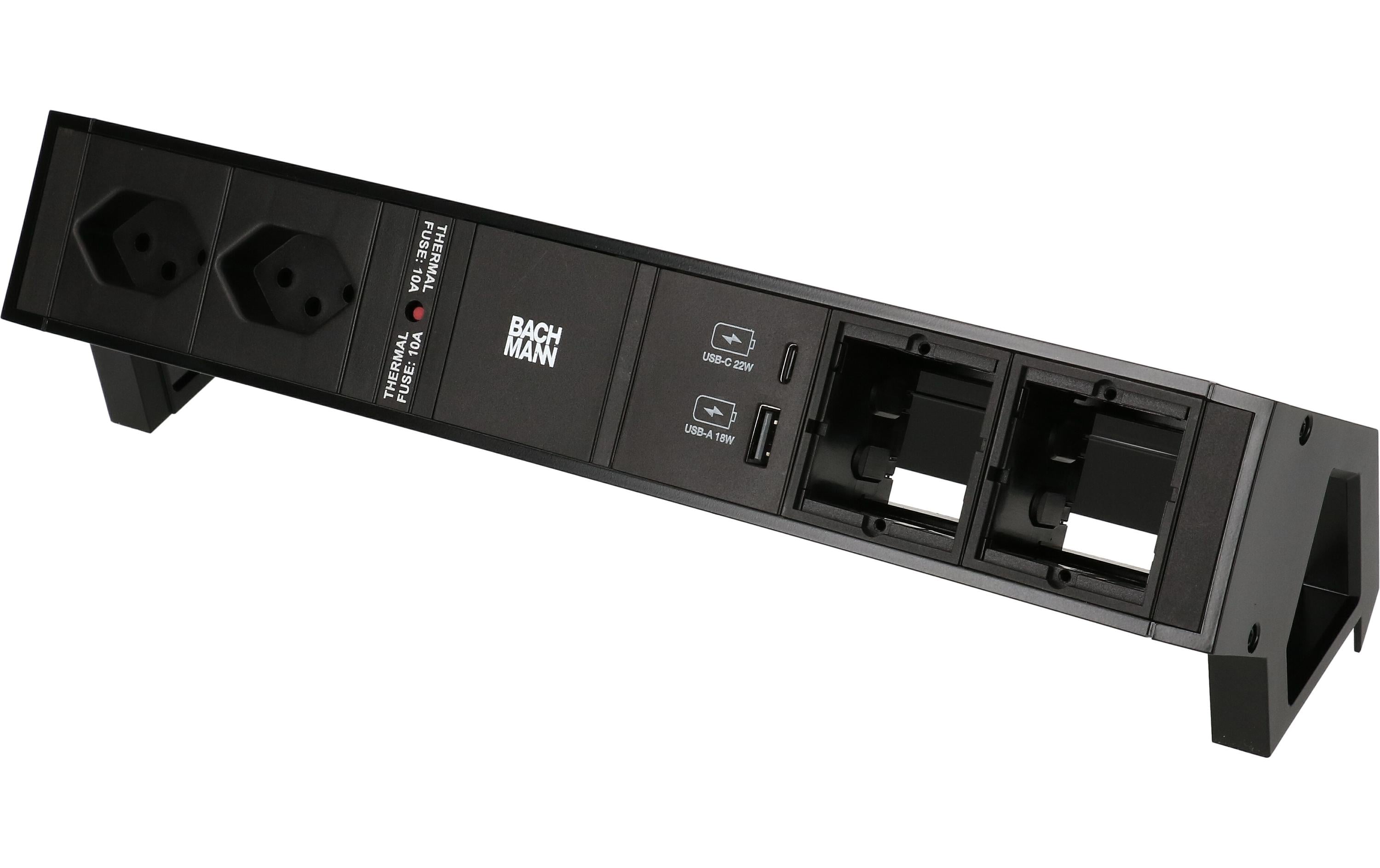 Bachmann Tischsteckdosenleiste DESK 2, 2x T13, 1x USB A/C, 2x Custom – Tischsteckdosenleiste von Bachmann