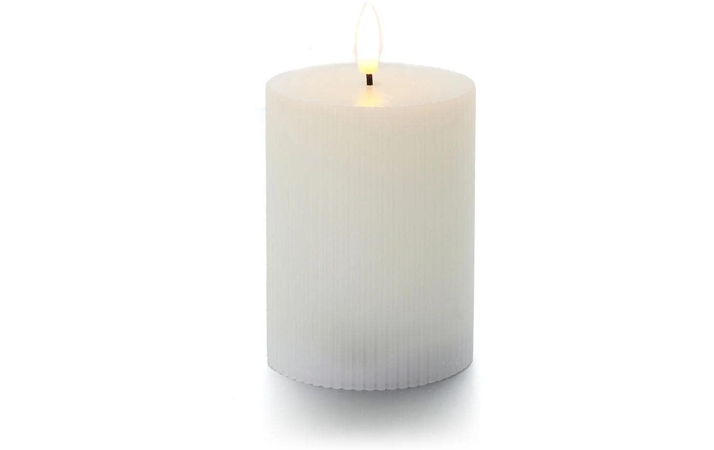 balthasar LED Zylinderkerze Rillen, Weiss – LED-Kerze mit Timer von balthasar