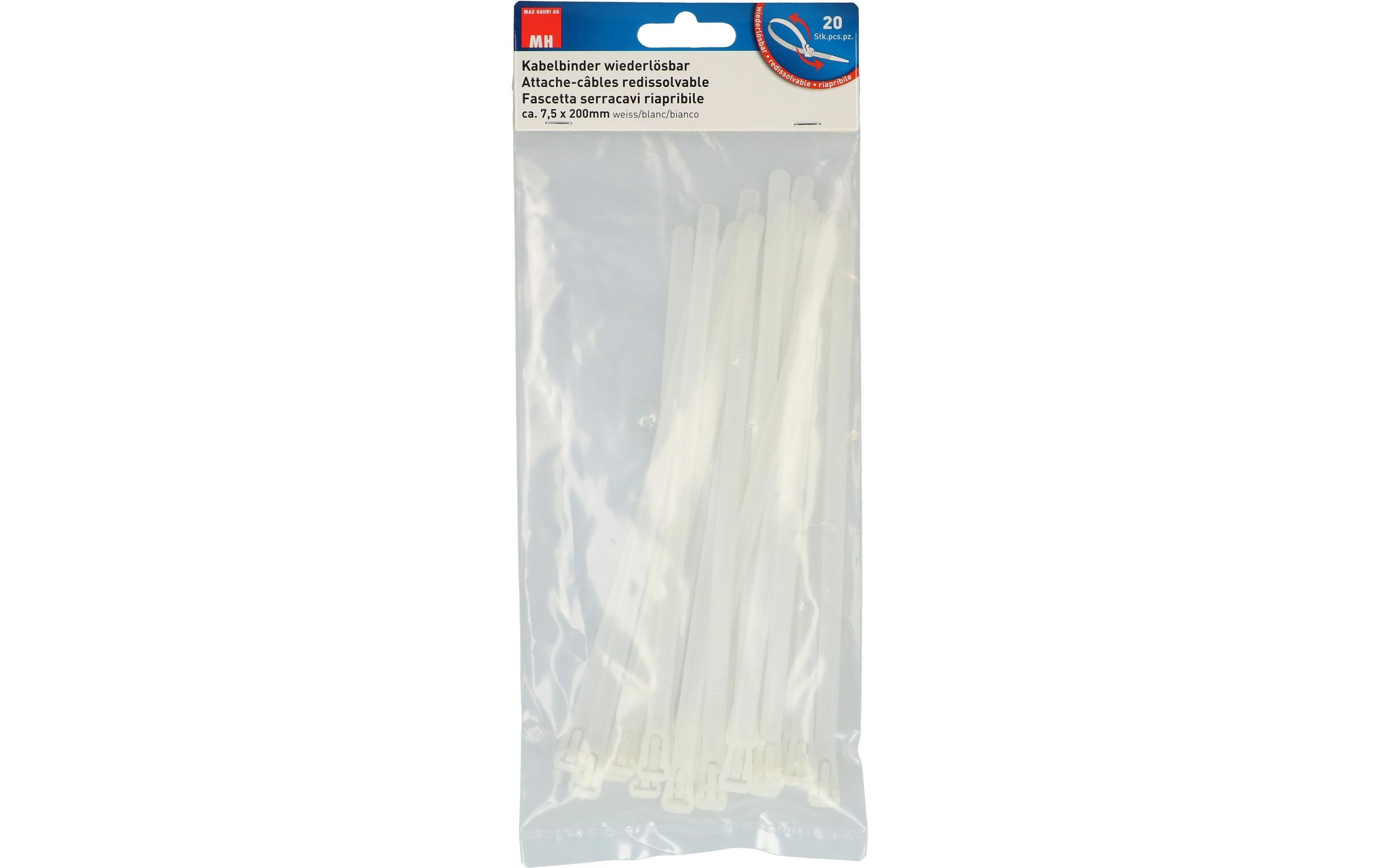 Max Hauri Kabelbinder 20 Stück Nature 200 mm x 7.5 mm – Kabelbinder von Max Hauri