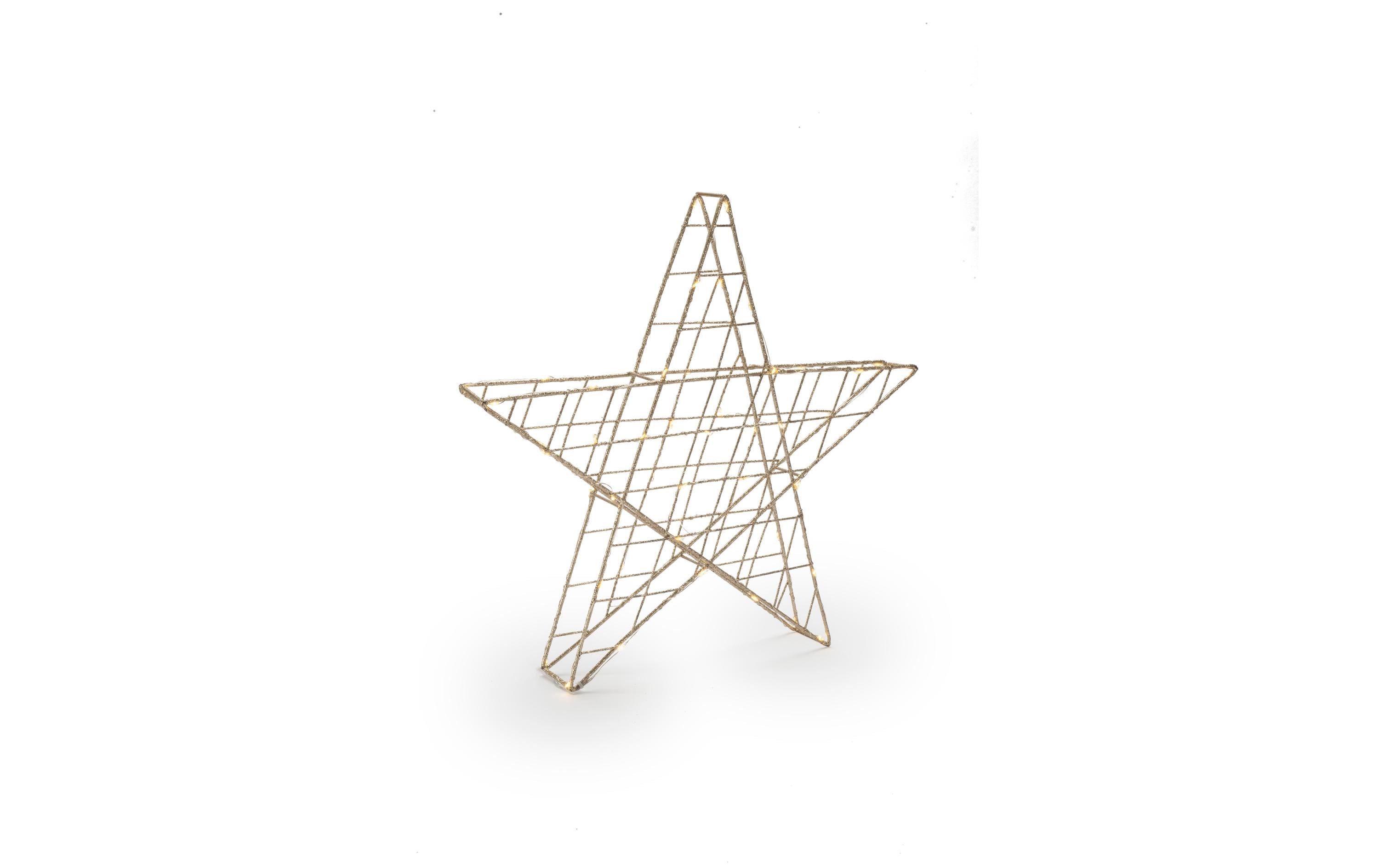 STT Tischdeko Svenja Star 3D Stern, 40 cm, Gold – LED-Weihnachtsdeko mit Timer von STT