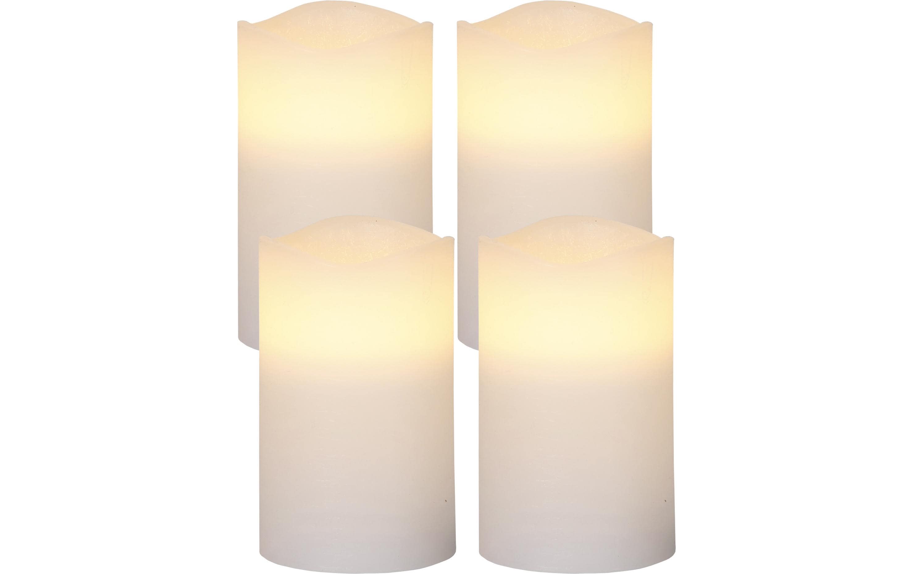 Star Trading LED-Kerzen Set Pillar May Ø 7.5 x 12.5 cm, Weiss, 4 Stk – LED-Kerze mit Timer von Star Trading