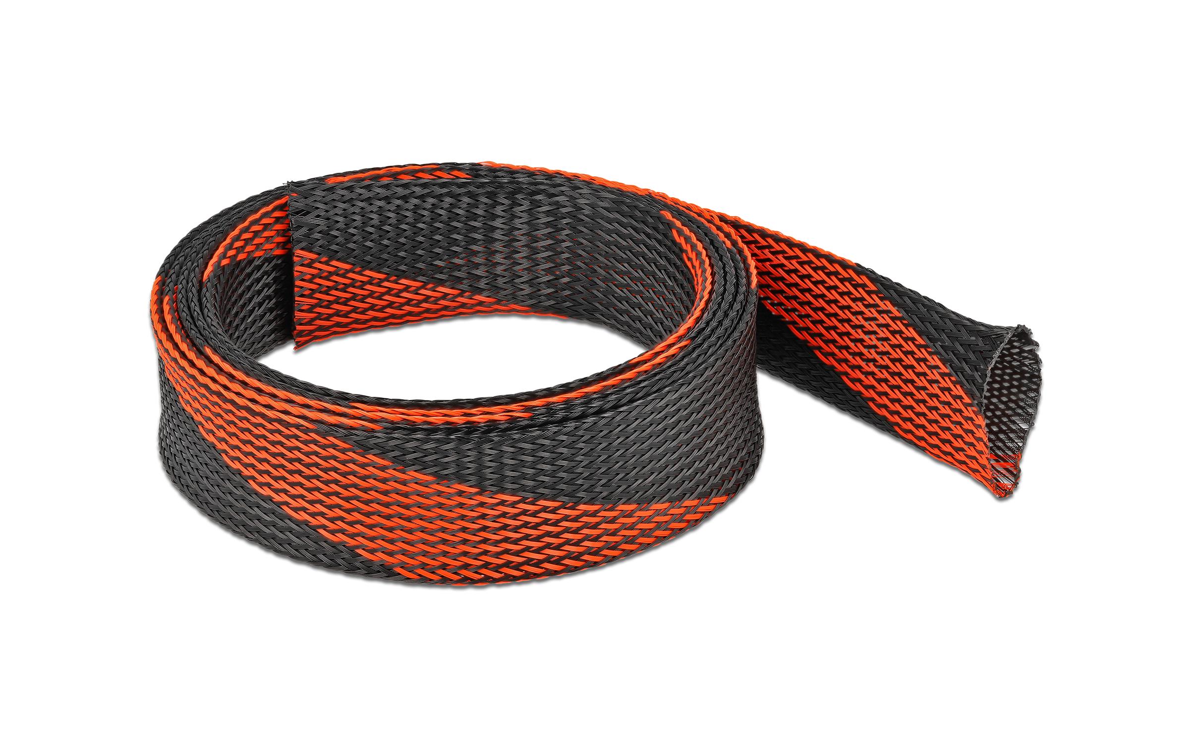 Delock Kabelschlauch dehnbar, 2 m x 38 mm Schwarz Rot – Kabelschlauch von Delock