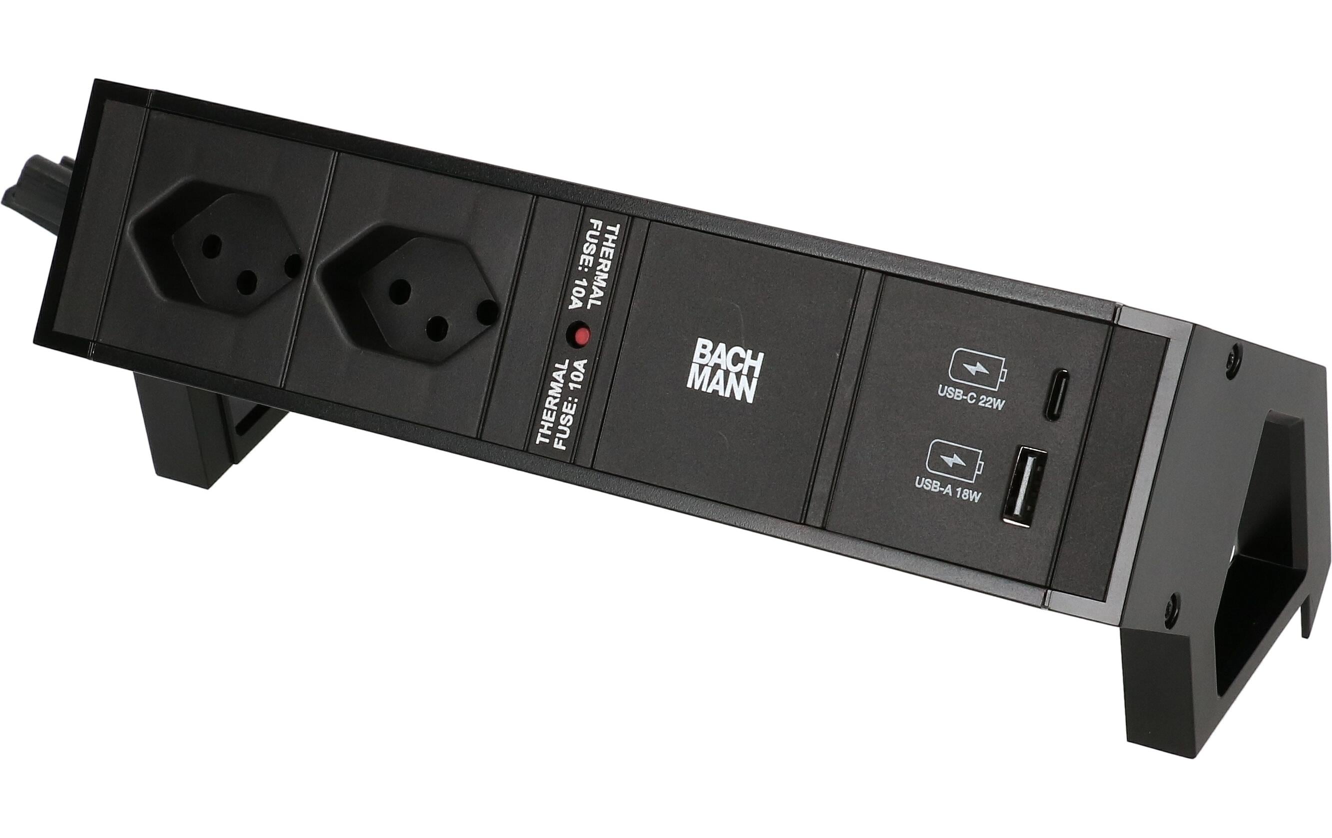 Bachmann Tischsteckdosenleiste DESK 2, 2x T13, 1x USB A/C – Tischsteckdosenleiste von Bachmann