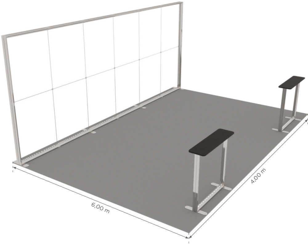 LUMIX Messestand 24 m² Halbinselstand mit 2 Theken Detailansicht Messeauftritt