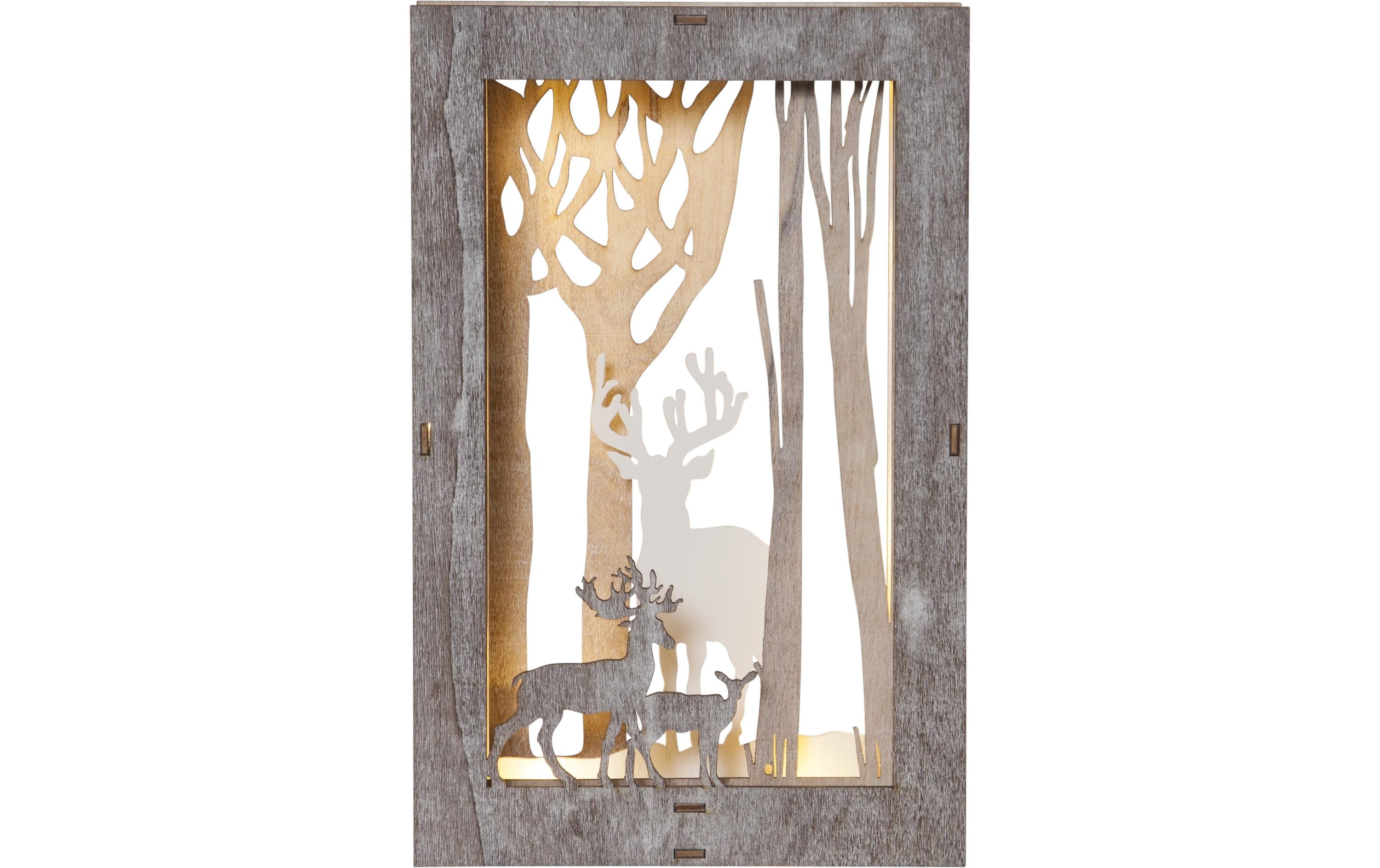 Star Trading Fauna Wald mit Hirschen 28 cm, Holz – LED-Weihnachtsdeko von Star Trading