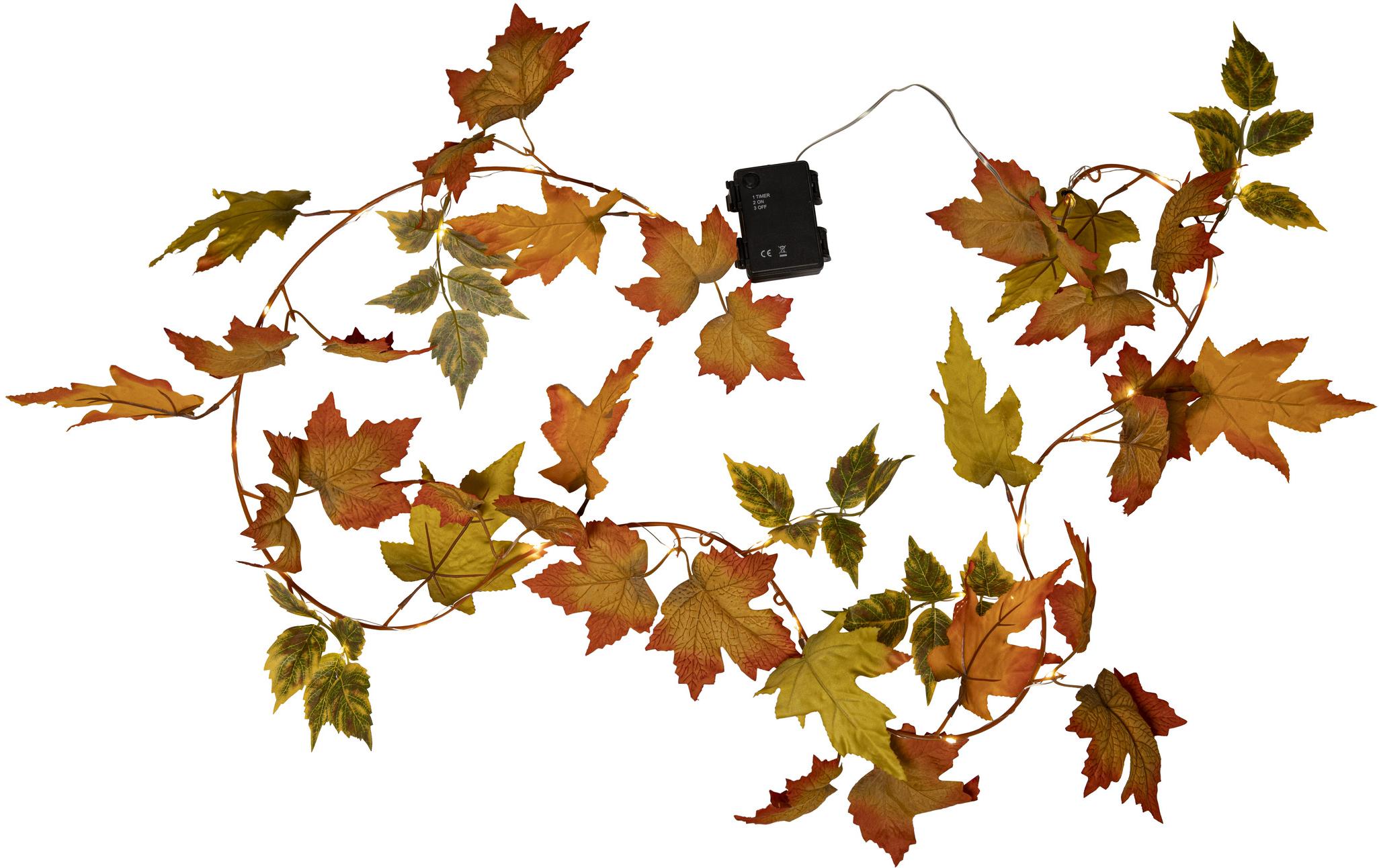 Star Trading Girlande Autumn Indoor, Orange, 10 cm Höhe – Lichterkette batteriebetrieben von Star Trading