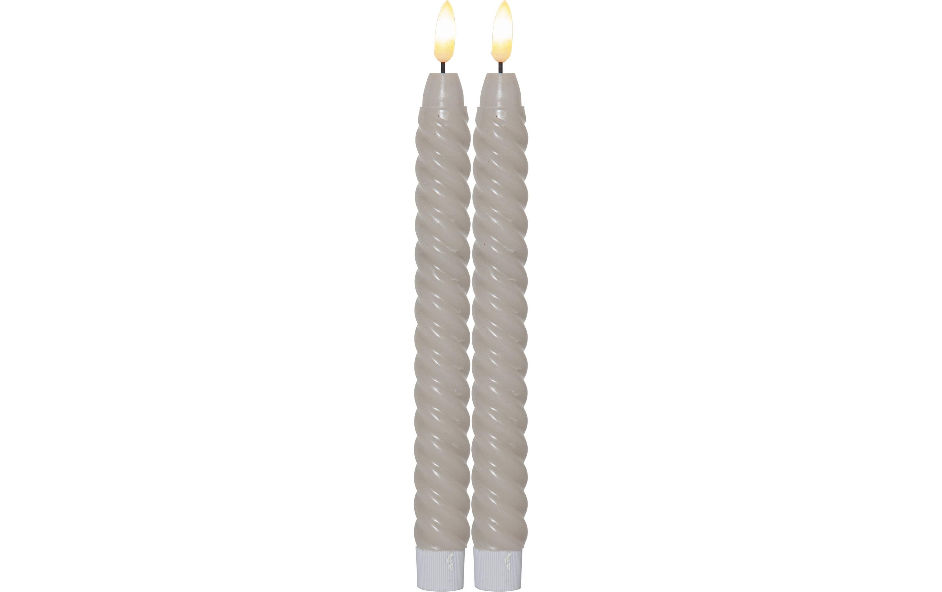 Star Trading LED-Stabkerzen Set Flamme Swirl, Ø 2.3 x 25 cm, Beige, 2 Stk – LED-Stabkerze mit Timer von Star Trading