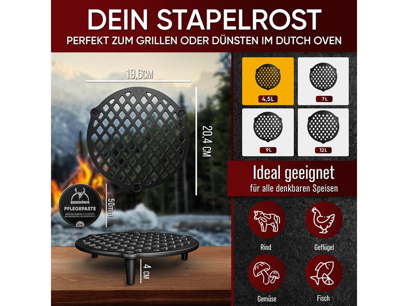 Gusseisen Stapelrost für Dutch Oven 4,5L