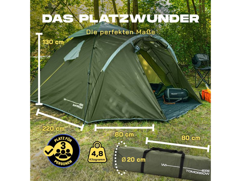 Where Tomorrow 3 Personen Zelt Grün Pop Up