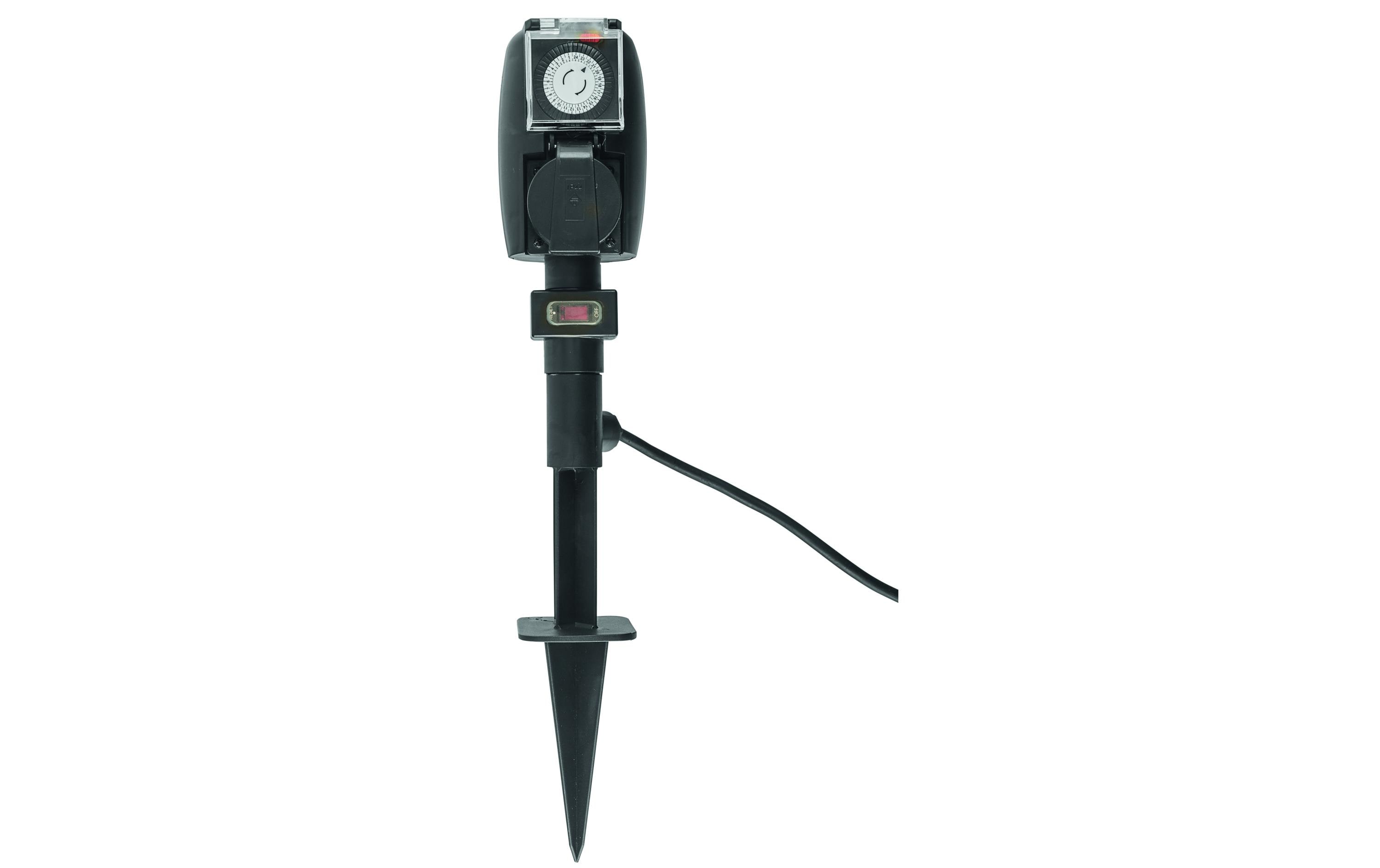 STEFFEN Steckdosen-Erdpfahl Garden-Line 2x T13 mit Timer – Gartensteckdose von STEFFEN