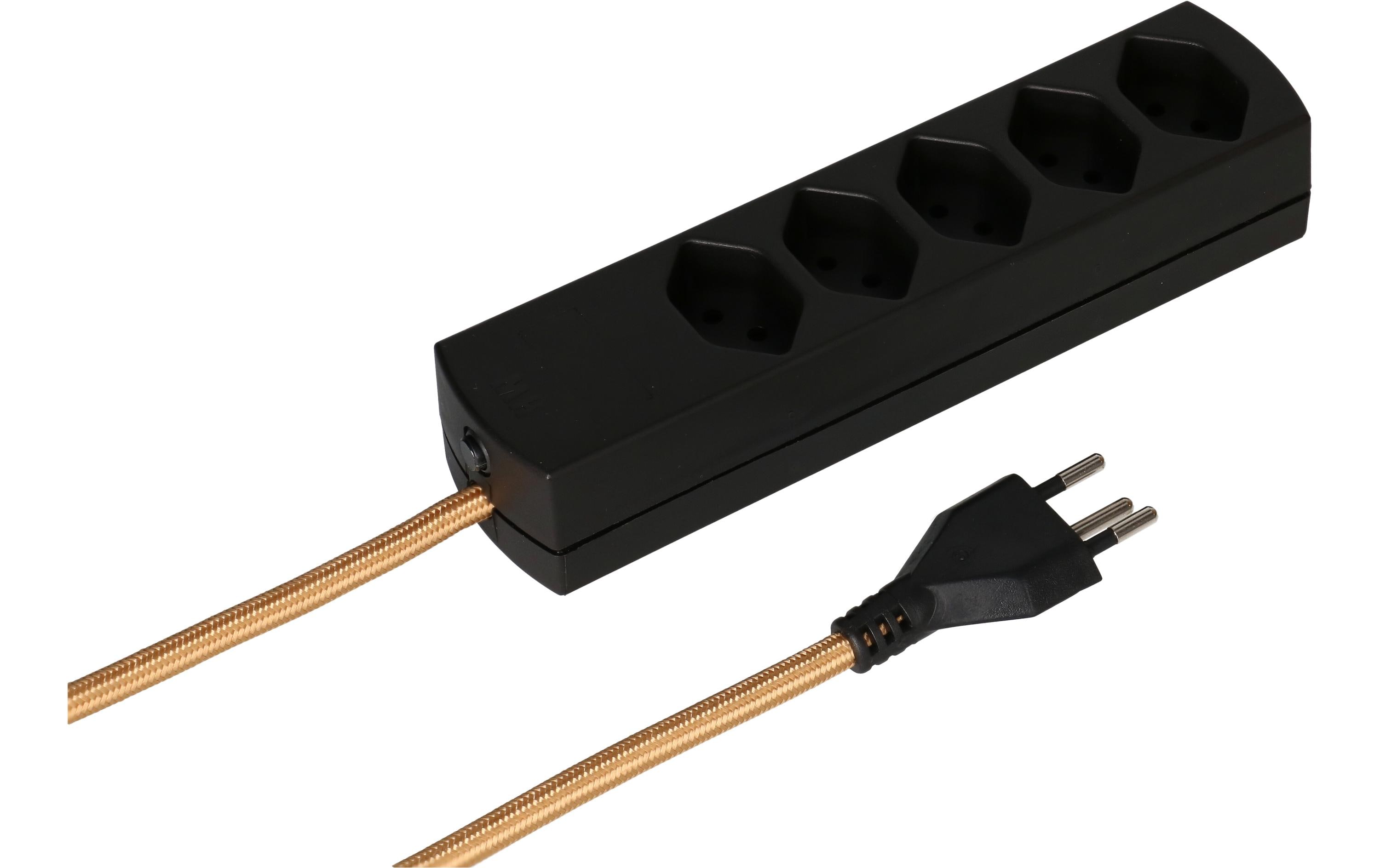 maxTex Steckdosenleiste MaxTex 5x T13, Schwarz/Gold – Steckerleiste von maxTex