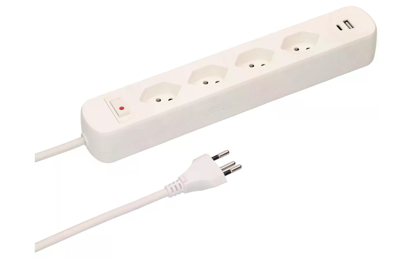 Max Hauri Steckdosenleiste Basic-Line 4x T13, USB A+C, Schalter, Ws – Steckerleiste von Max Hauri