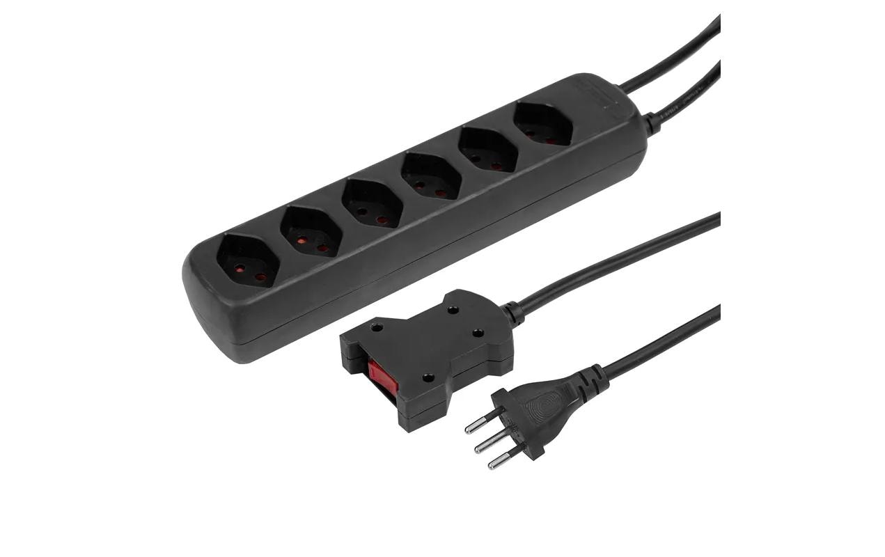 STEFFEN Steckdosenleiste POWER EASY 6xT13 mit Kabelschalter Schwarz – Steckerleiste von STEFFEN