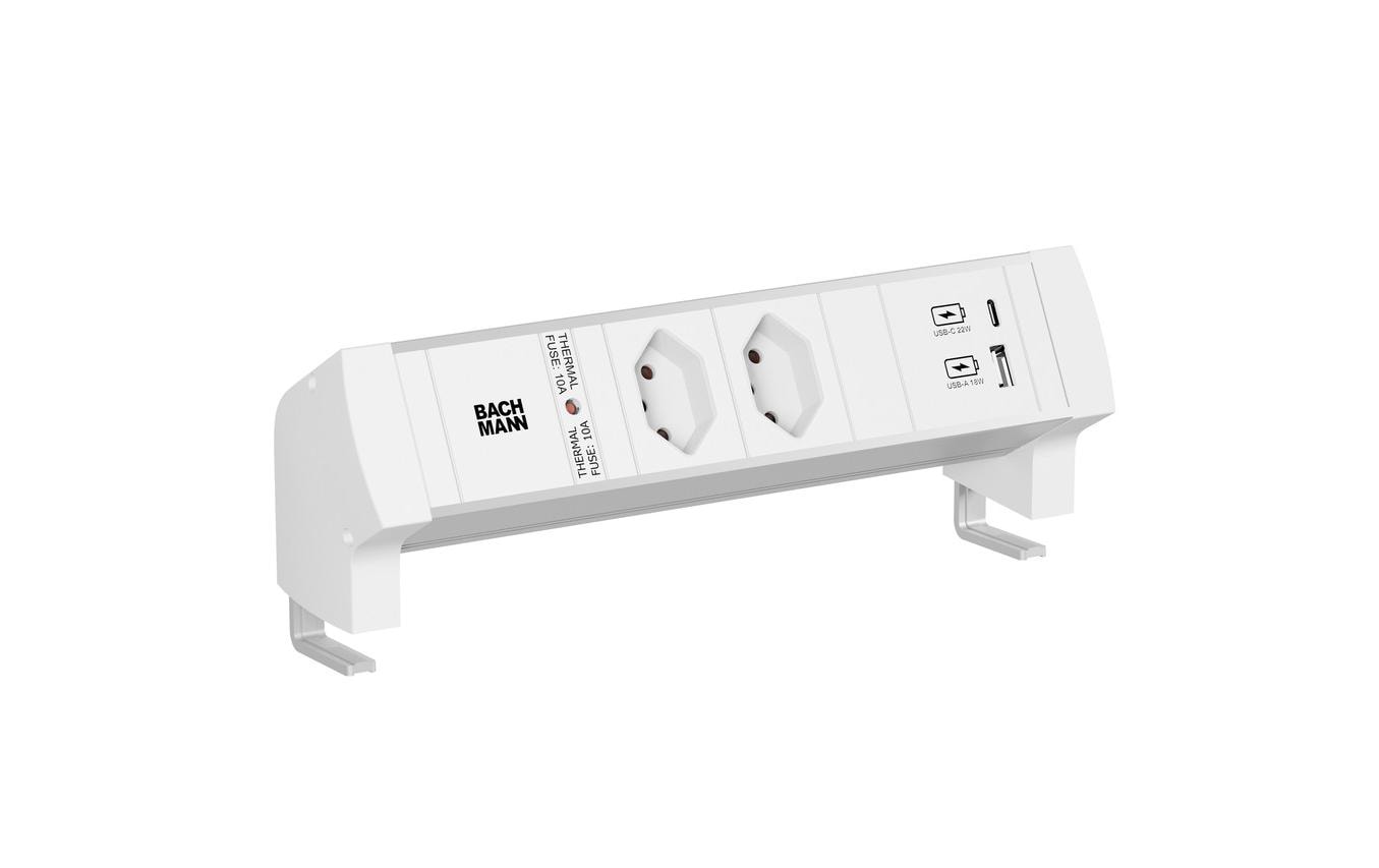 Bachmann Tischsteckdosenleiste DESK Style 2x T13 1xUSB A/C 22W weiss