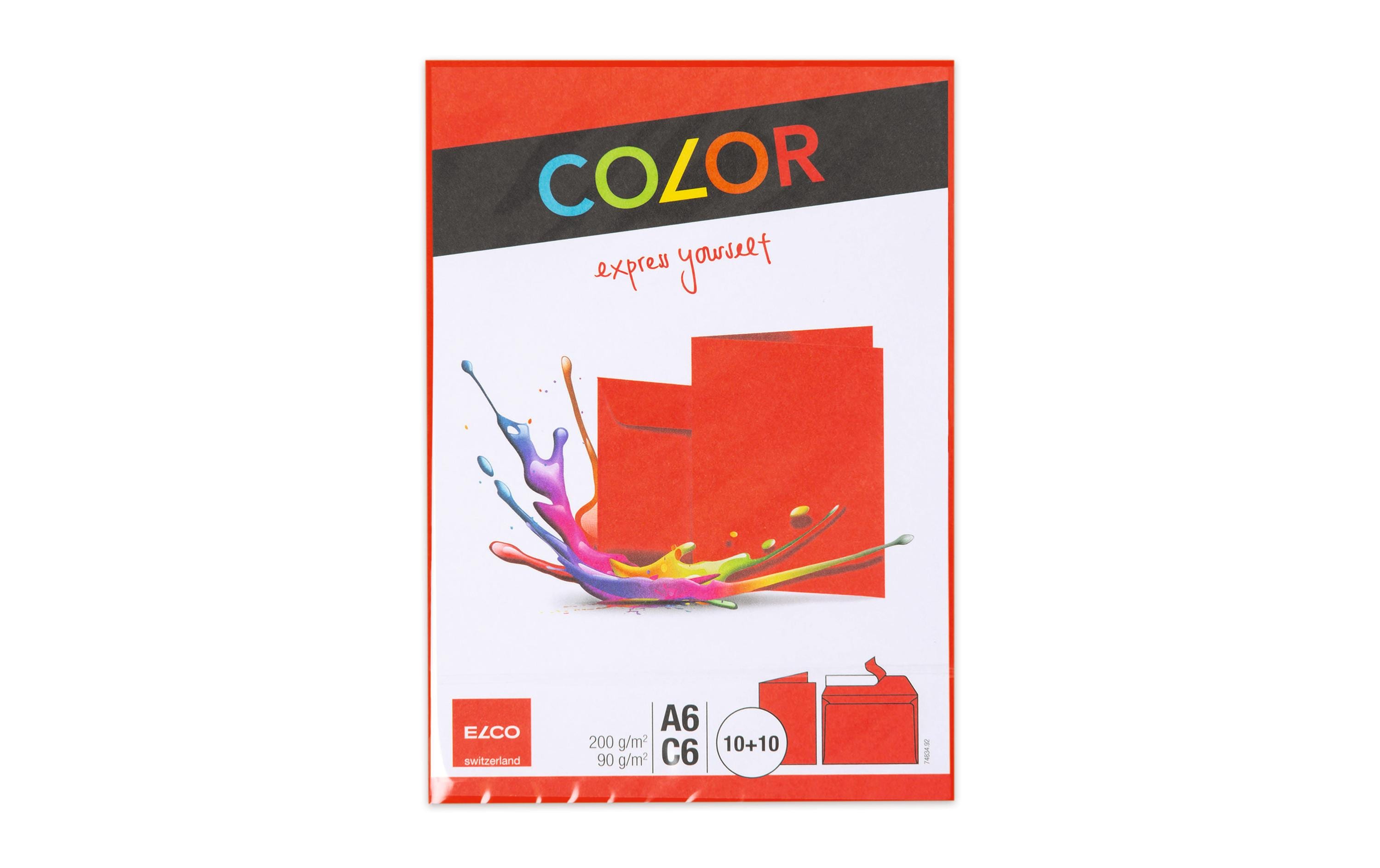 ELCO Doppelkarte mit Couvert Color A6/C6 Rot, 20 Stück – Couvert von ELCO