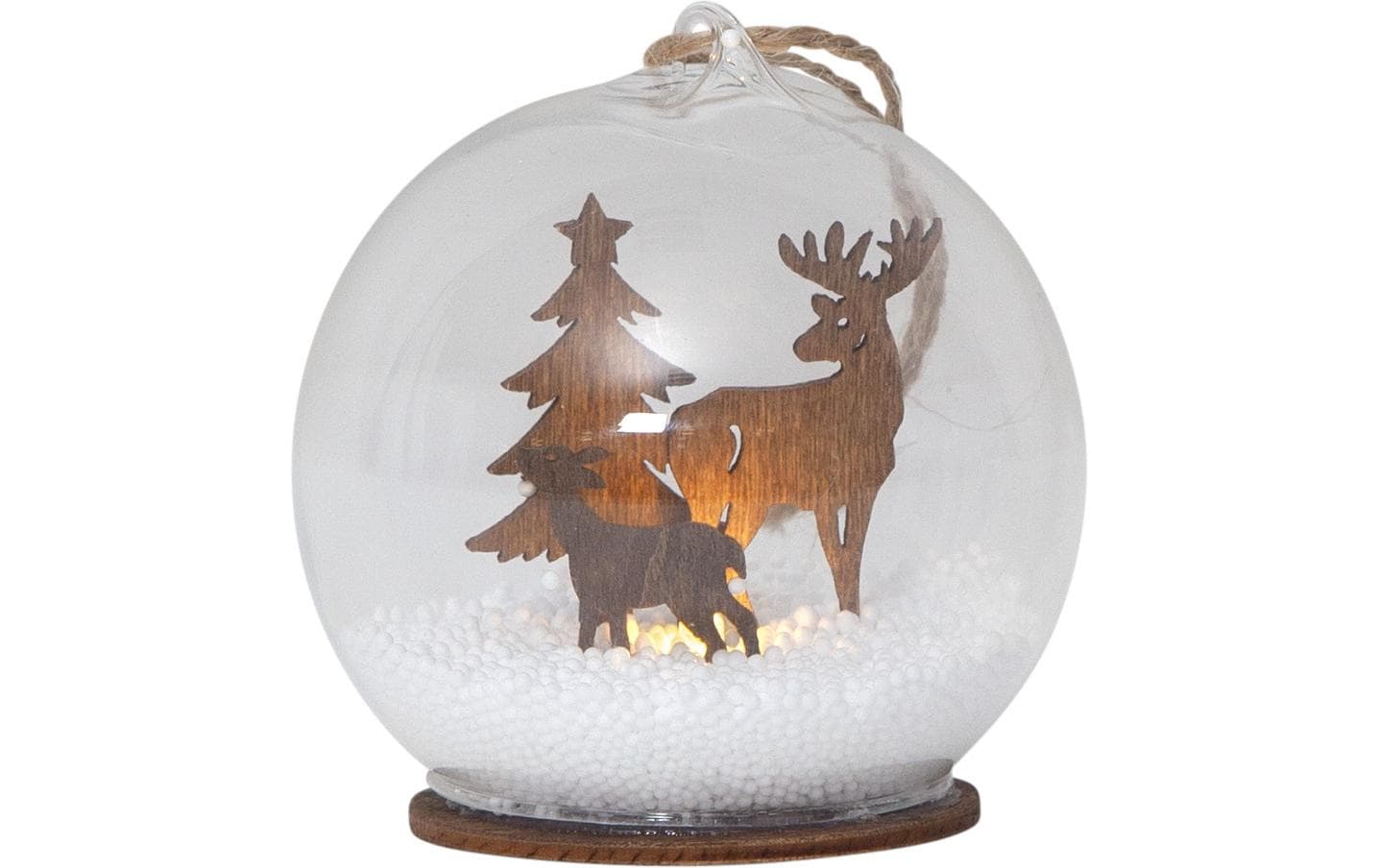 Star Trading Tischdeko Kugel Fauna, 9 cm, Braun – LED-Weihnachtsdeko von Star Trading
