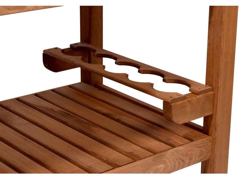 Beistellwagen aus Holz mit Edelstahlplatte