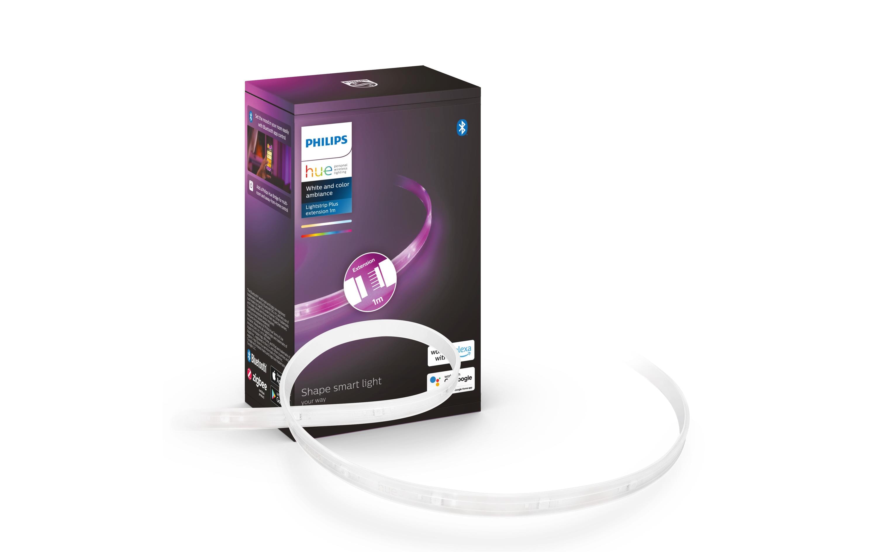 Philips Hue White & Color Ambiance Lightstrip Plus 1m Erweiterung – Verlängerung für LED-Streifen Lightstrip Plus von Philips Hue