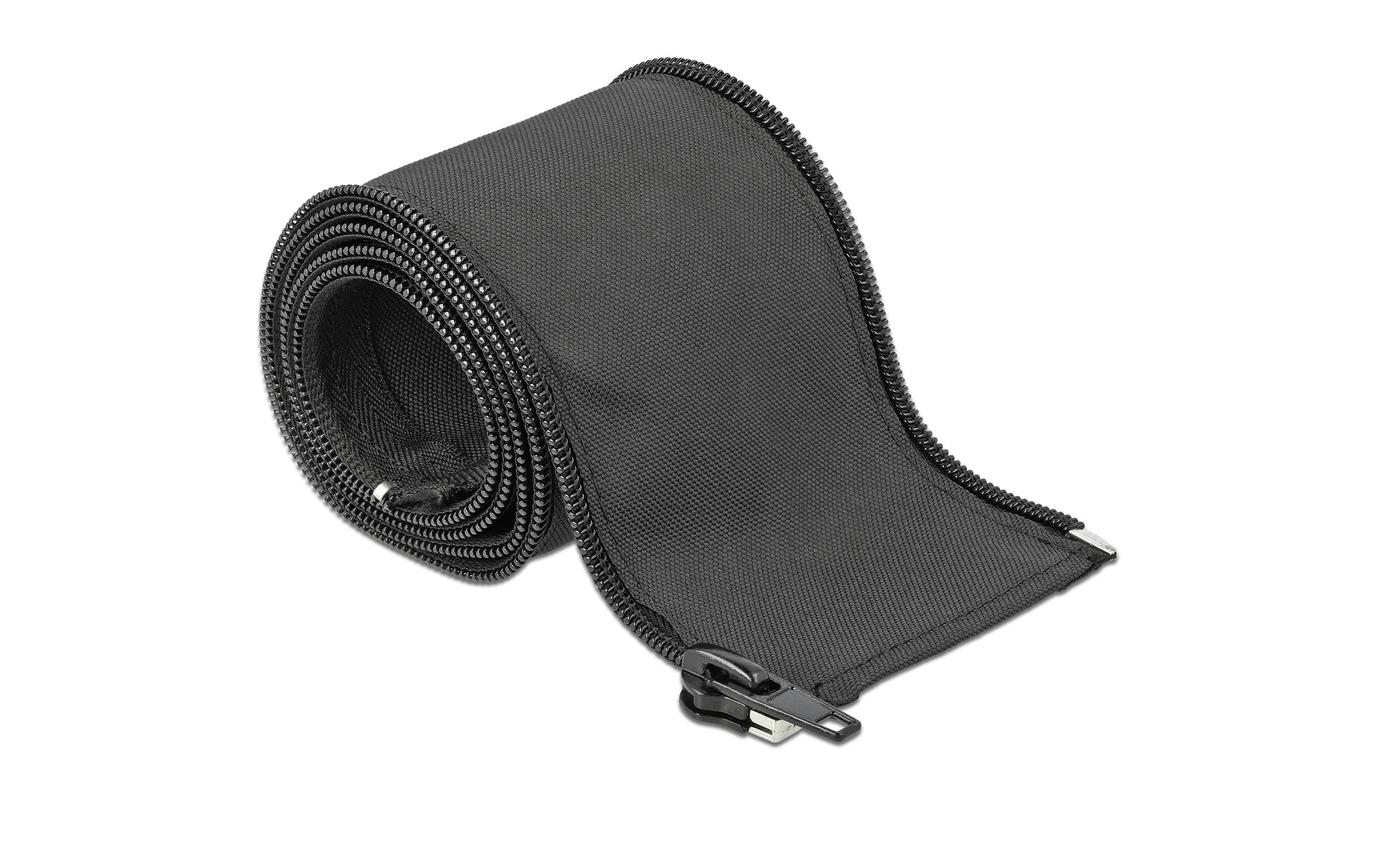 Delock Kabelschlauch 1 m x 25 mm, mit Reissverschluss Schwarz – Kabelschlauch von Delock
