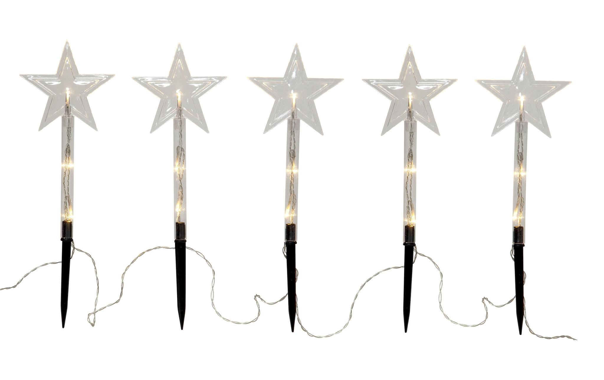 Star Trading Aussendekoration Wandy 5er mit Erdspiess 15 LED, 25 cm – LED-Weihnachtsdeko mit Timer für aussen von Star Trading