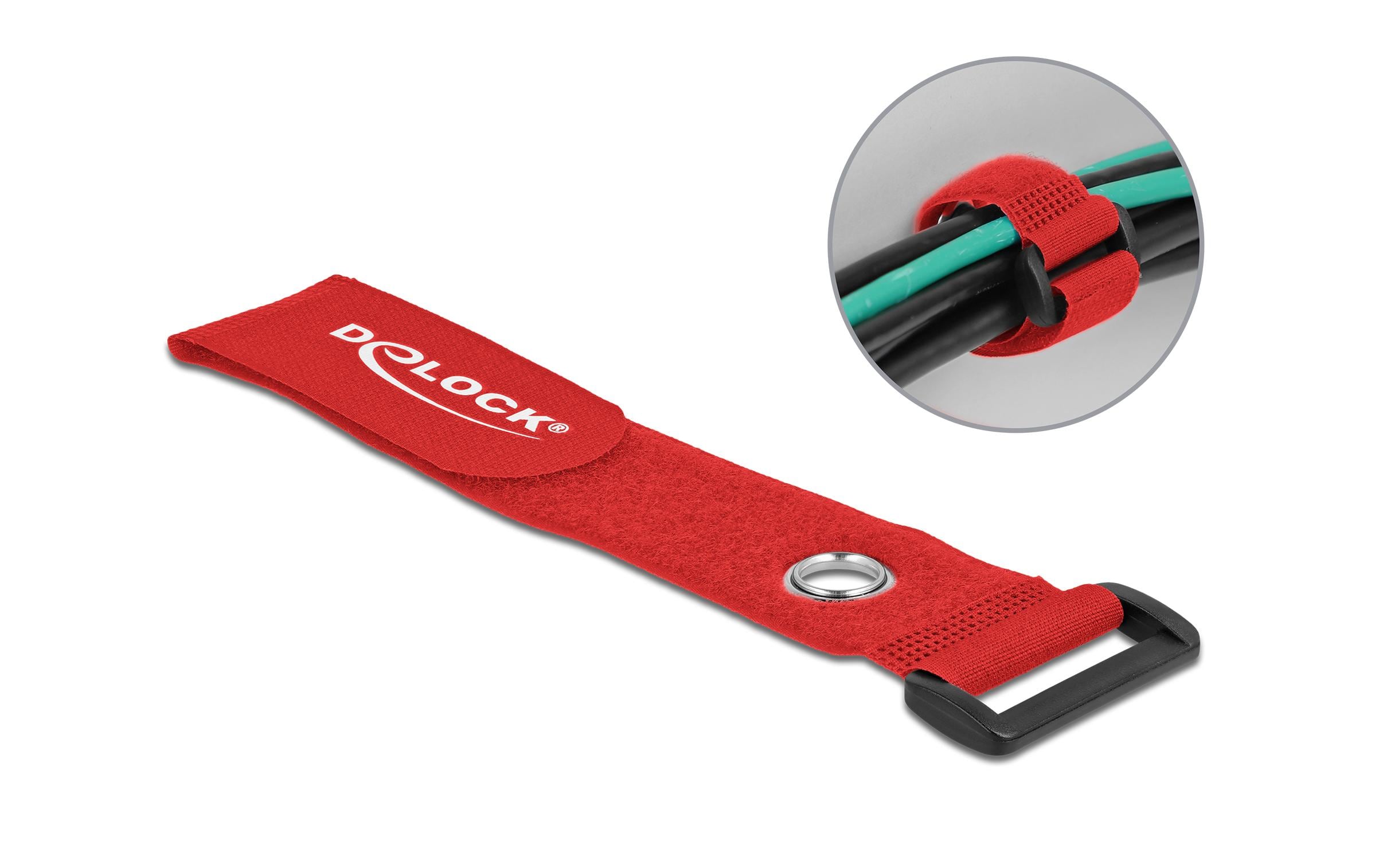 Delock Klettkabelbinder Rot 280 mm x 38 mm 3 Stück – Klettkabelbinder von Delock