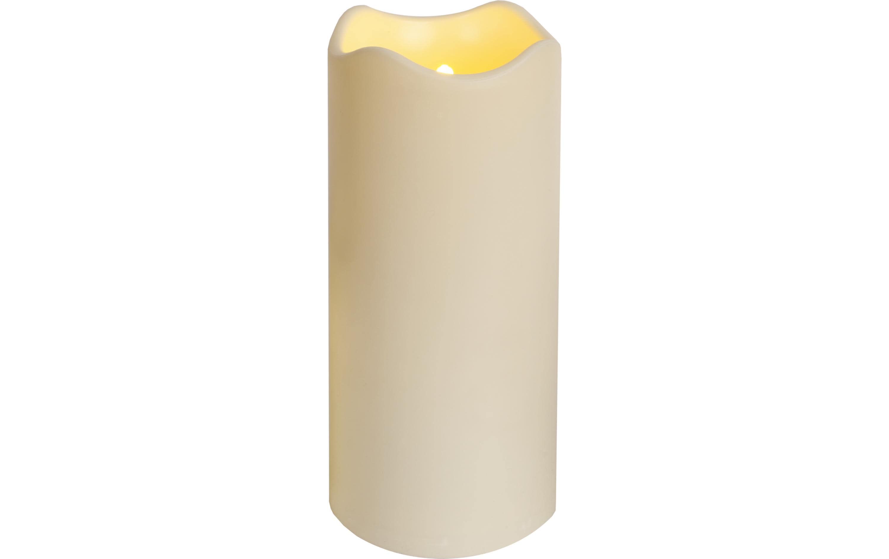Star Trading LED-Kerze Pillar Paul Ø 10 x 23 cm, Beige – LED-Kerze mit Timer für aussen von Star Trading