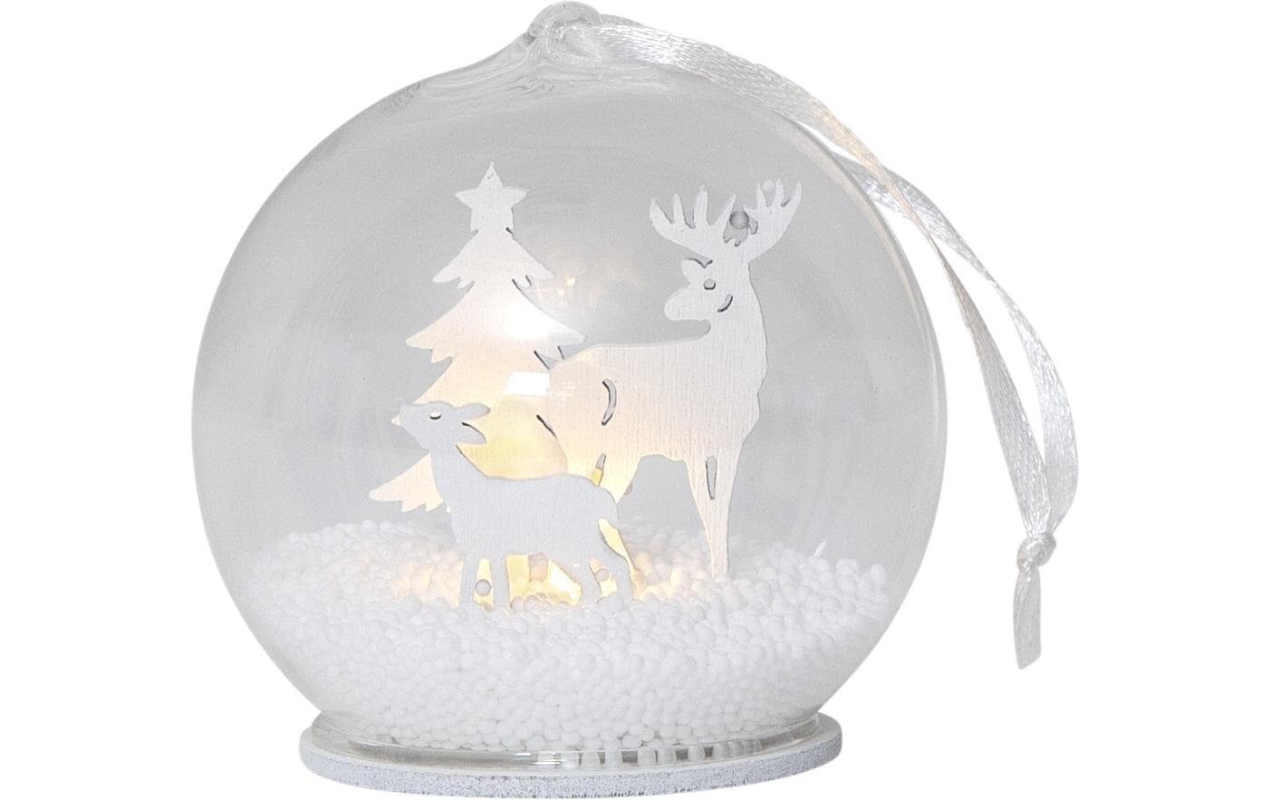 Star Trading Tischdeko Kugel Fauna 9 cm, Weiss – LED-Weihnachtsdeko von Star Trading