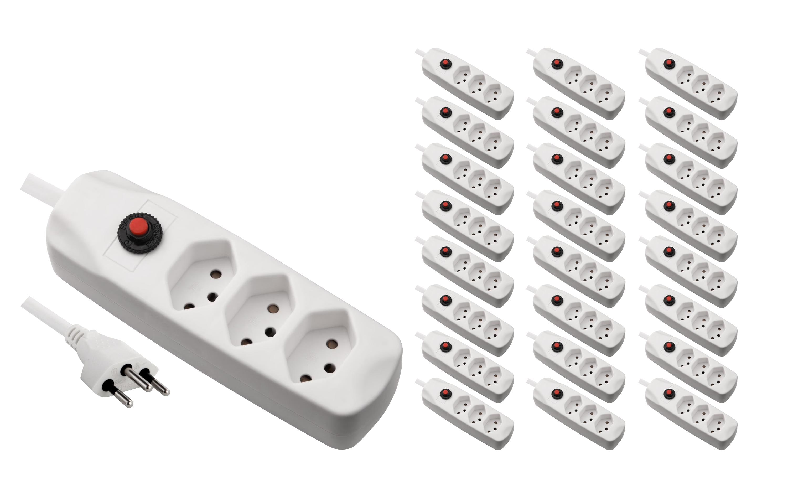 FURBER.power Steckdosenleiste mit Überlastschutz 3x T13, 25 Stück, Weiss – Steckerleiste von FURBER.power