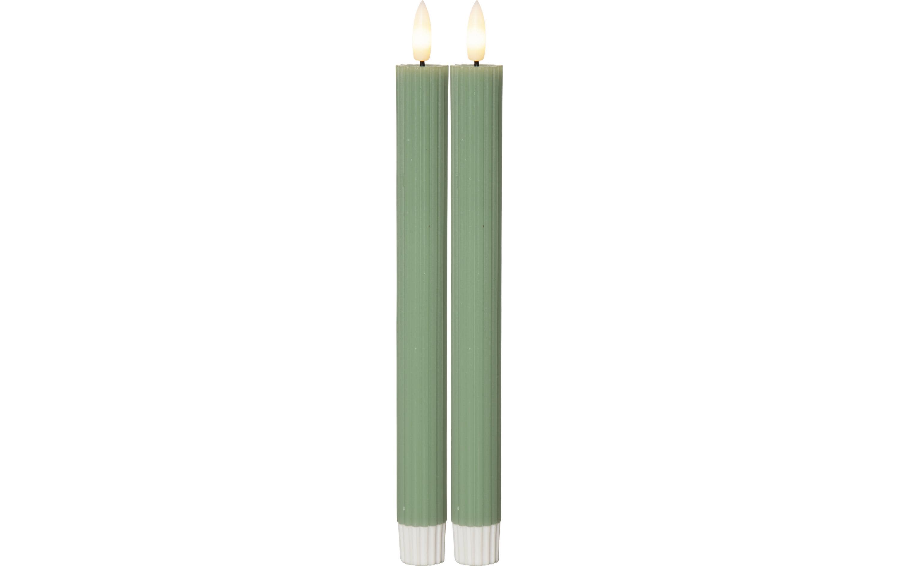 Star Trading LED-Stabkerzen Set Flamme Stripe, 25 cm, Grün, 2 Stück – LED-Stabkerze mit Timer von Star Trading