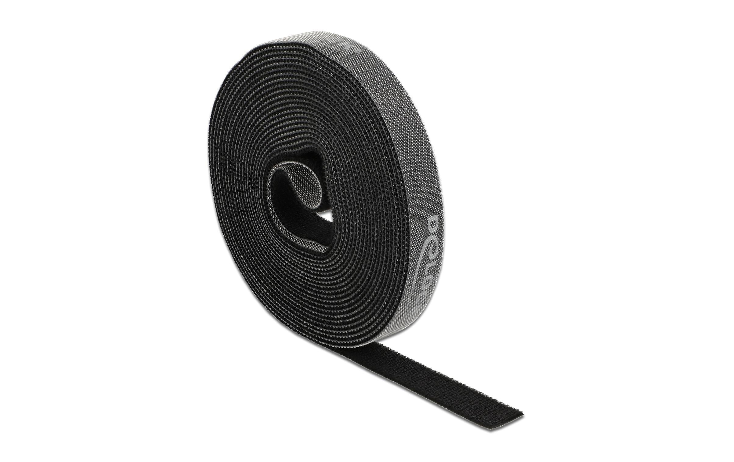 Delock Klettband 5 m x 15 mm Schwarz – Klettband von Delock