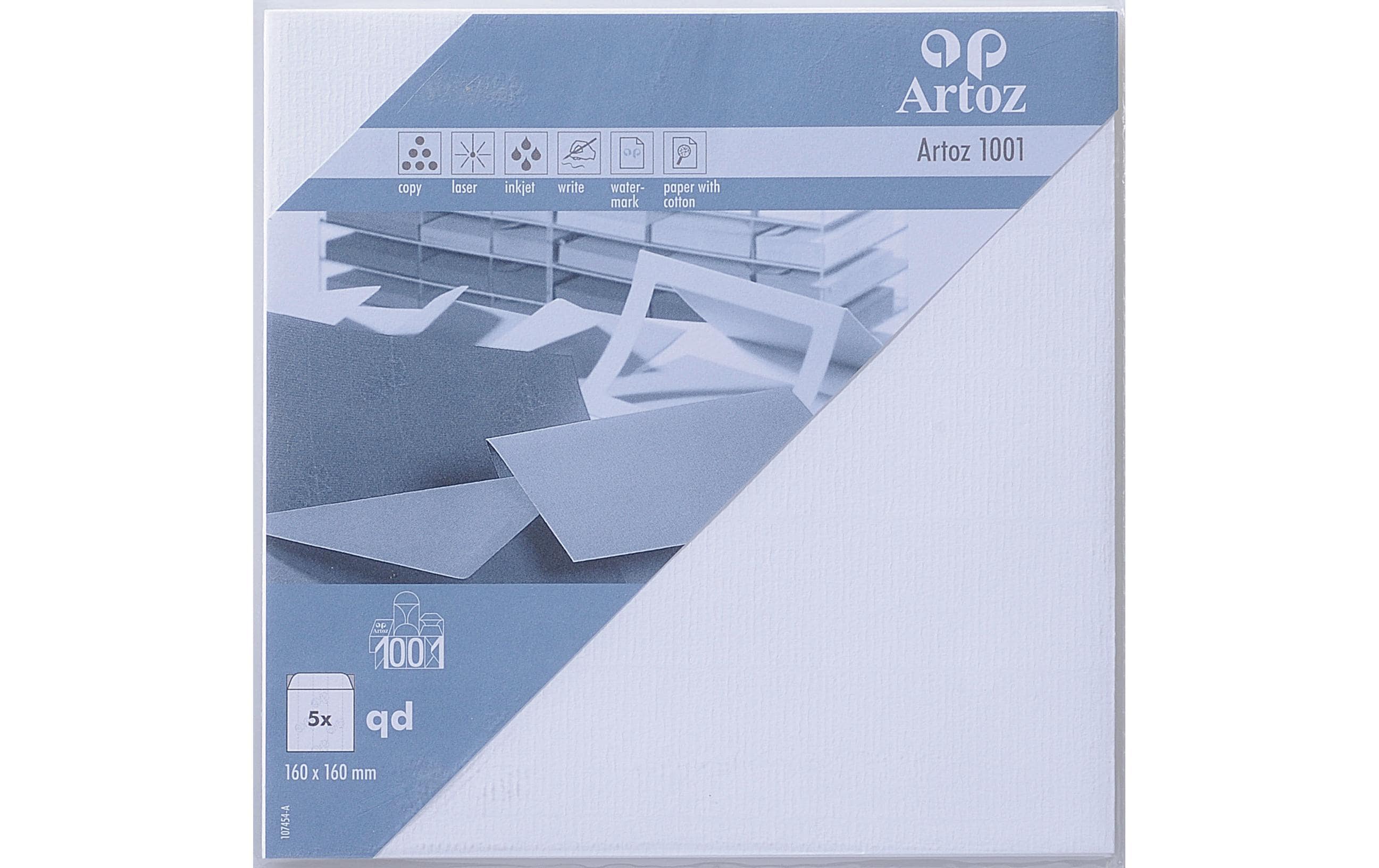 Artoz Couvert 1001, 16 x 16 cm, 5 Stück, Blütenweiss – Couvert von Artoz