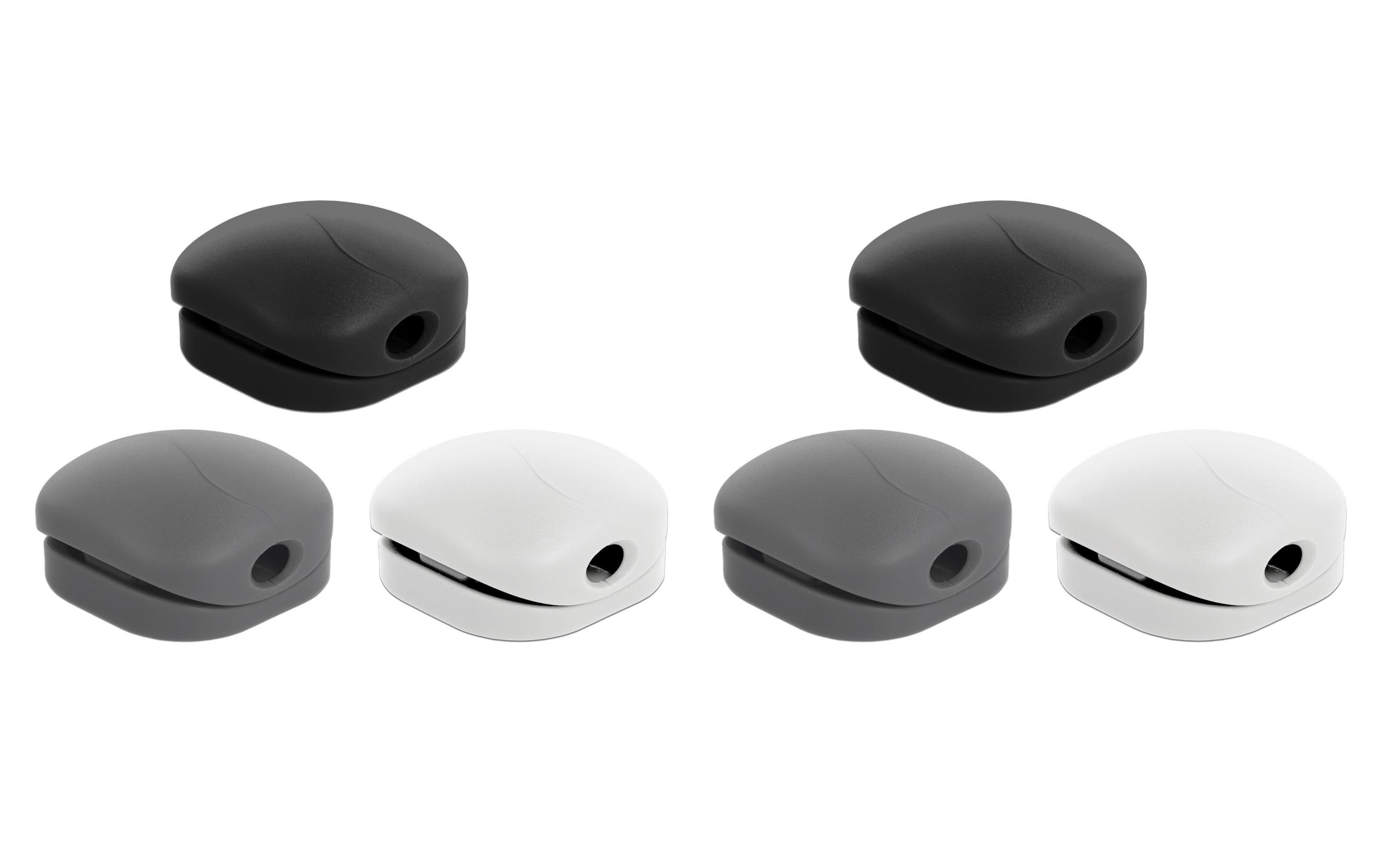Delock Kabel-Clip 5 mm, 3x2 Stück, weiss, grau, schwarz – Kabelhalter von Delock