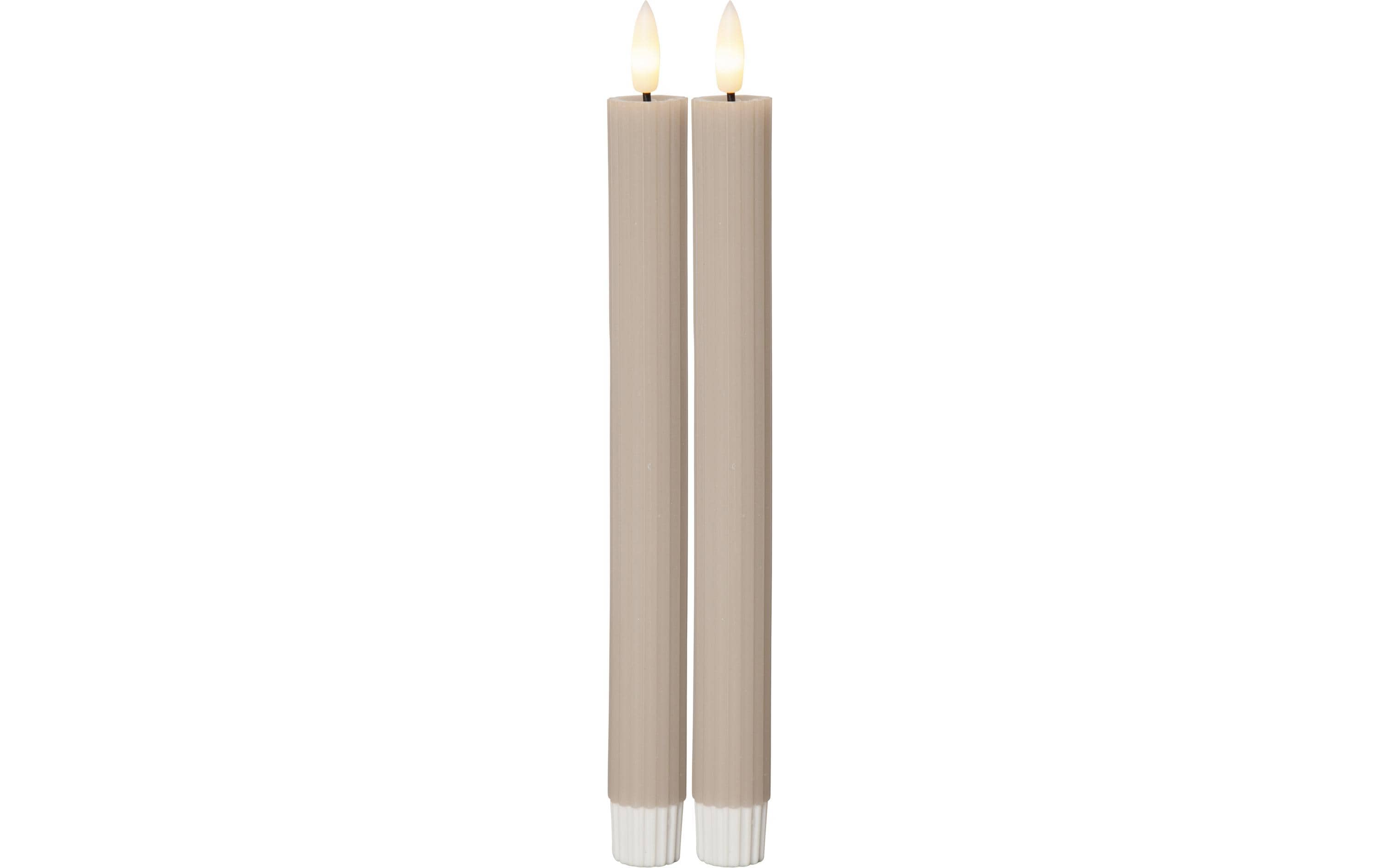 Star Trading LED-Stabkerzen Set Flamme Stripe, 25 cm, Beige, 2 Stück – LED-Stabkerze mit Timer von Star Trading