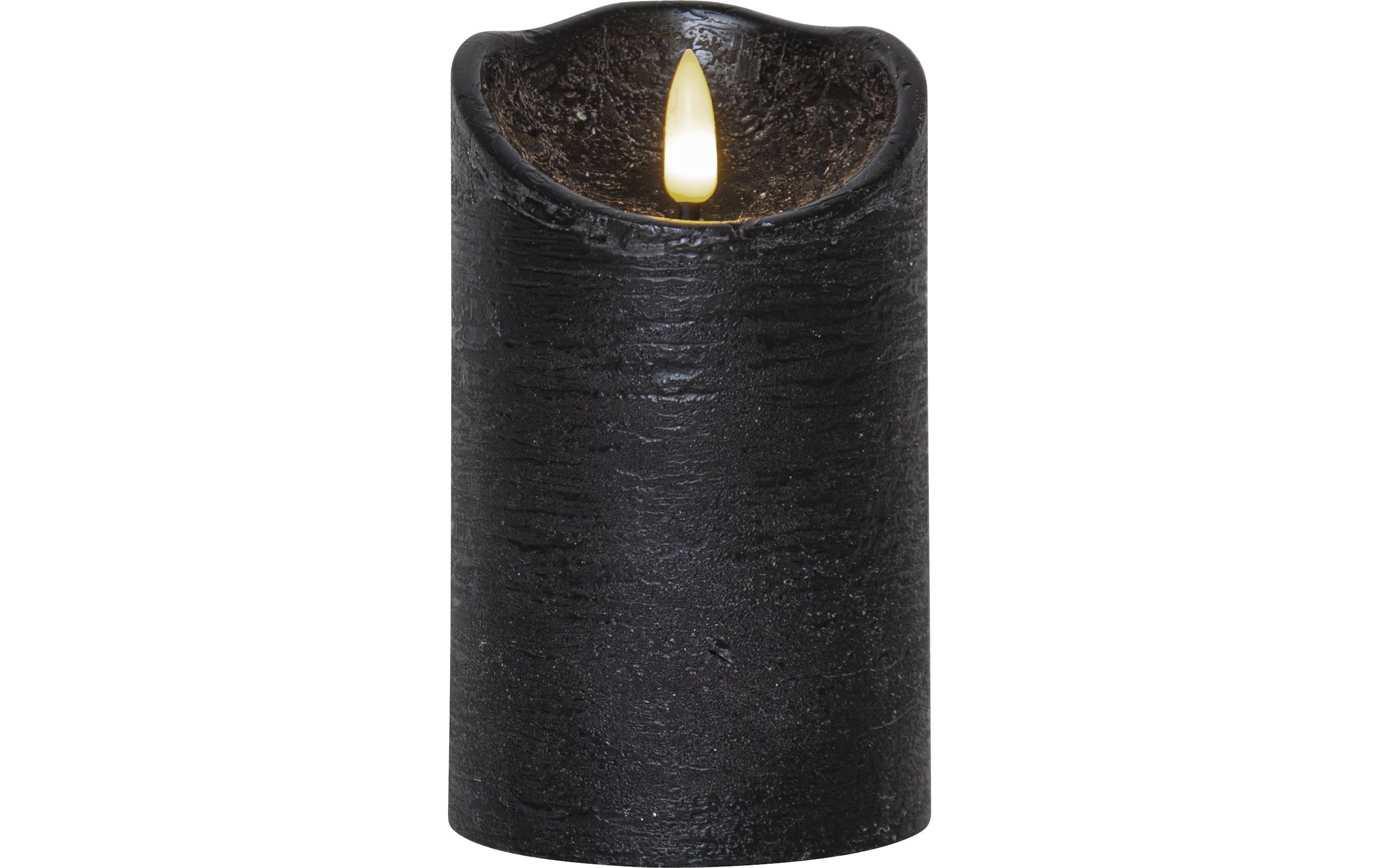 Star Trading LED-Kerze Flamme Rustic, Ø 7.5 x 12.5 cm, Schwarz – LED-Kerze mit Timer von Star Trading