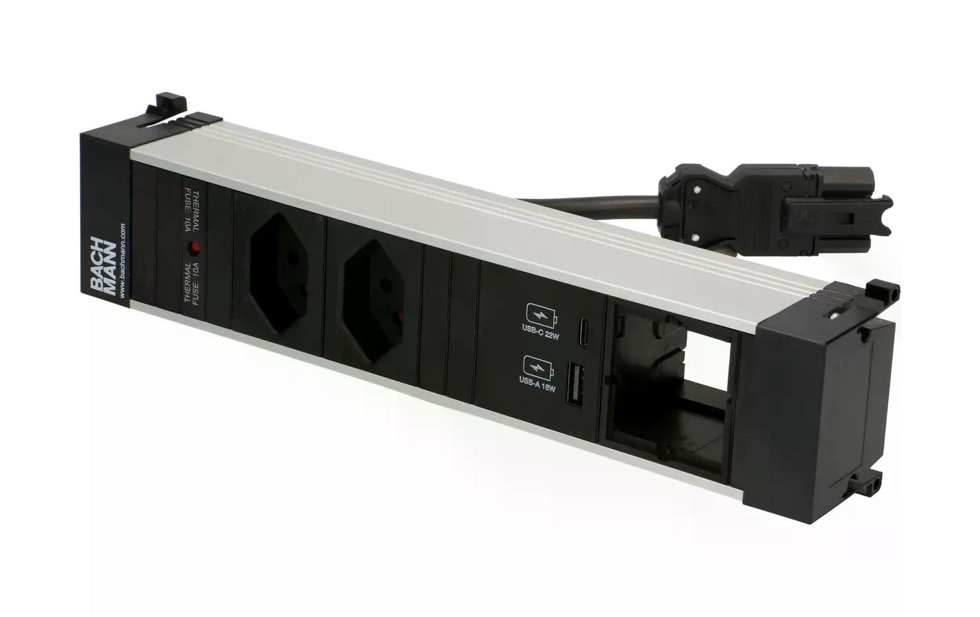 Bachmann Einbausteckerleiste POWER FRAME 2x T13, 1x USB A/C, 1x Leer – Einbausteckdose von Bachmann