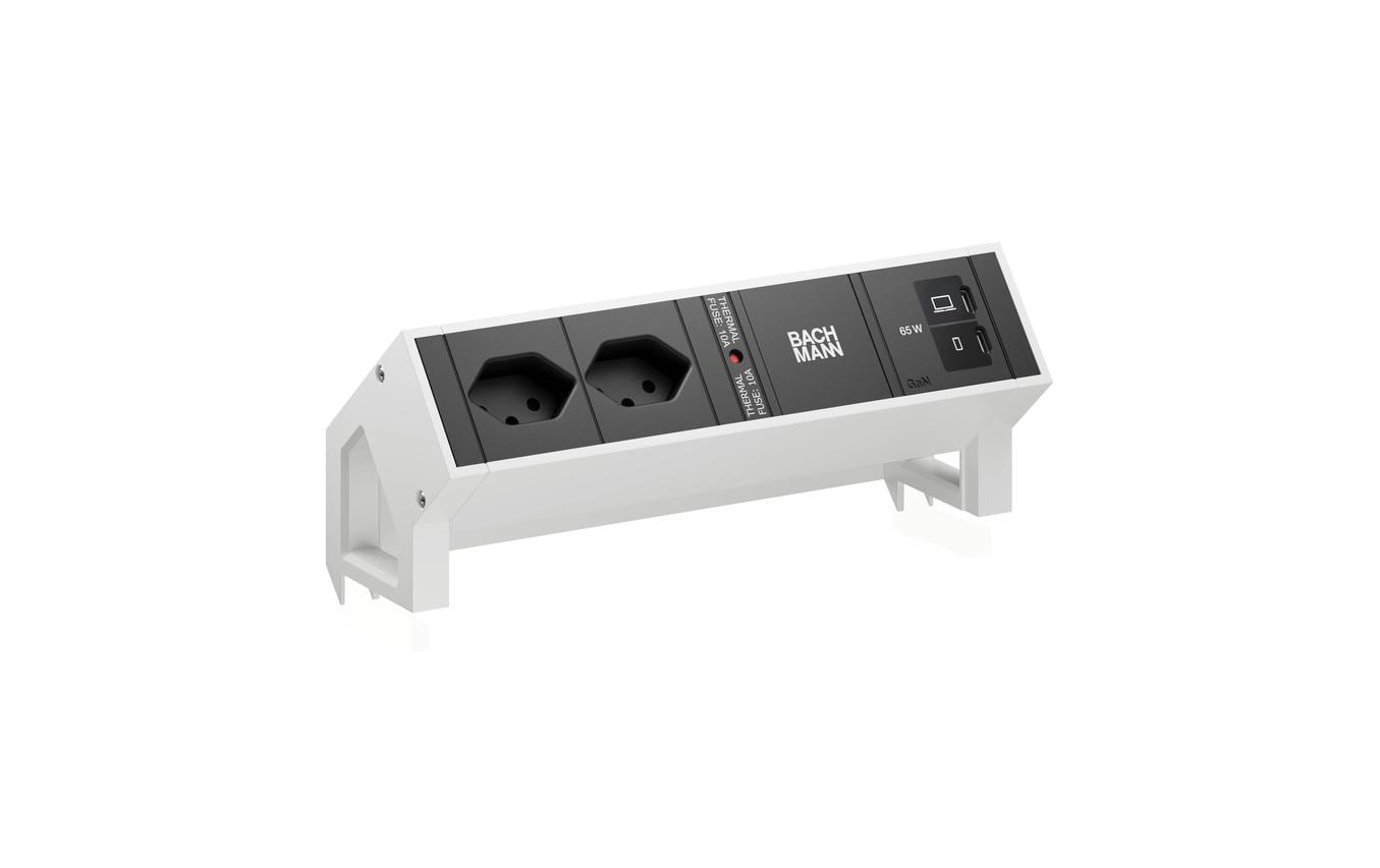 Bachmann Tischsteckdosenleiste DESK2 2xT13 1xUSB C/C 65W 0.2m RAL9010 – Tischsteckdosenleiste von Bachmann