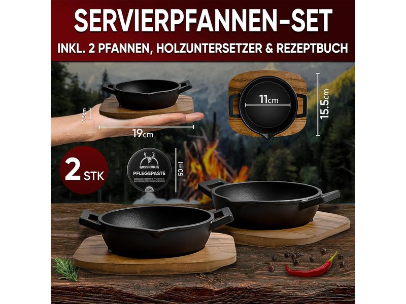 Eingebrannte runde Mini-Pfanne 2 set