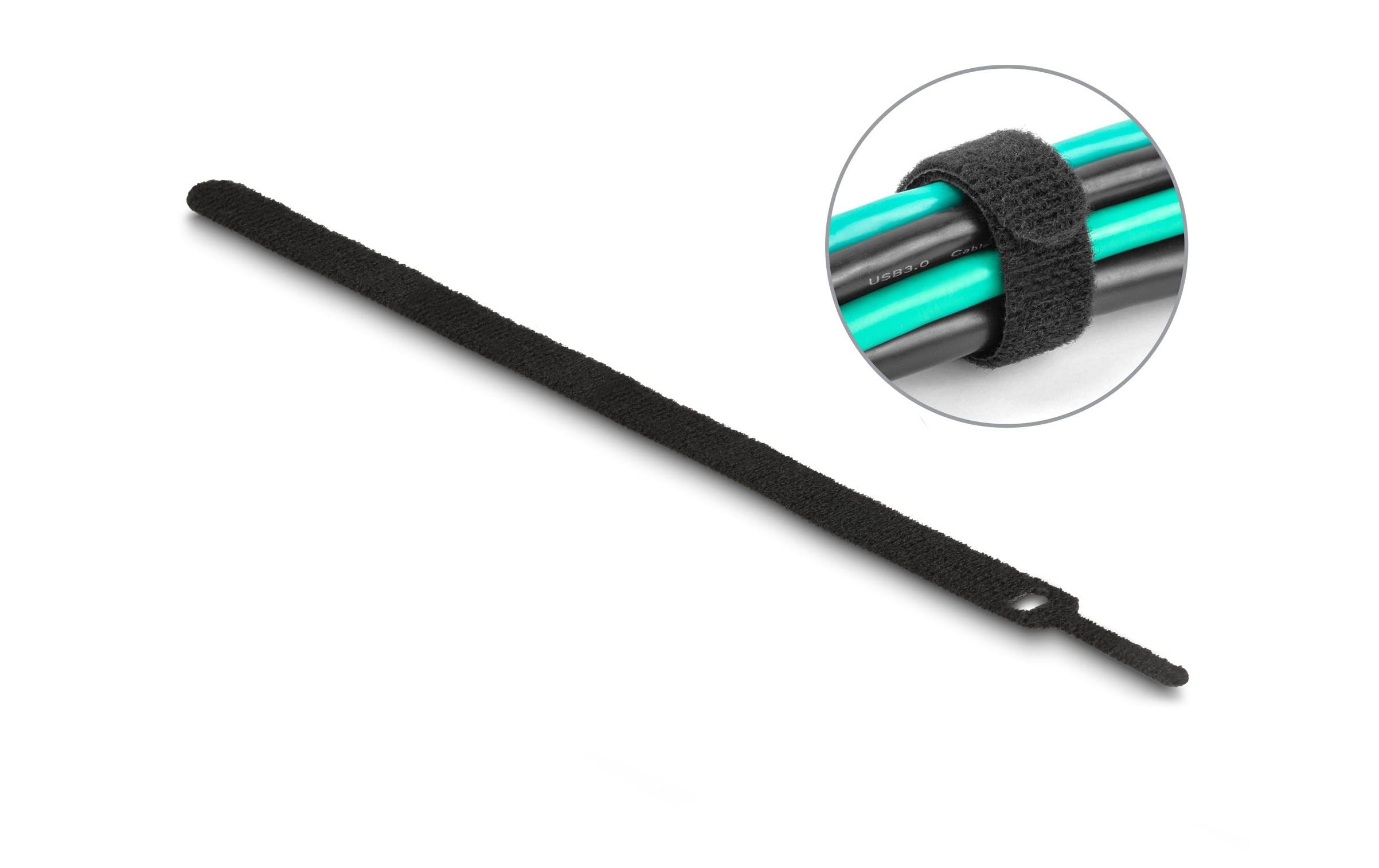 Delock Klettkabelbinder Schwarz 300 mm x 12 mm, 10 Stück – Klettkabelbinder von Delock