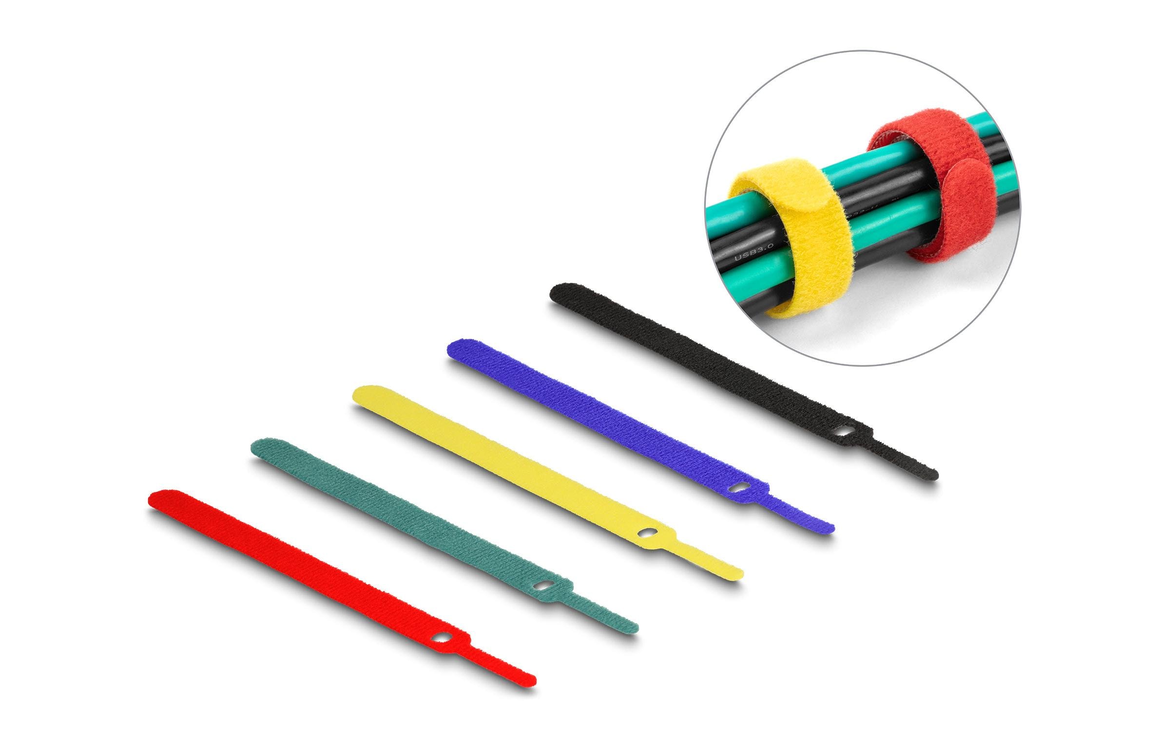 Delock Klettkabelbinder Mehrfarbig 150 mm x 12 mm, 10 Stück – Klettkabelbinder von Delock