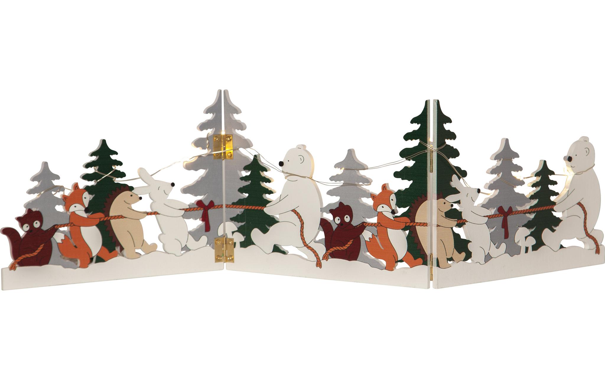 Star Trading Tischdeko Forest Friends, 48 cm, Mehrfarbig – LED-Weihnachtsdeko mit Timer von Star Trading