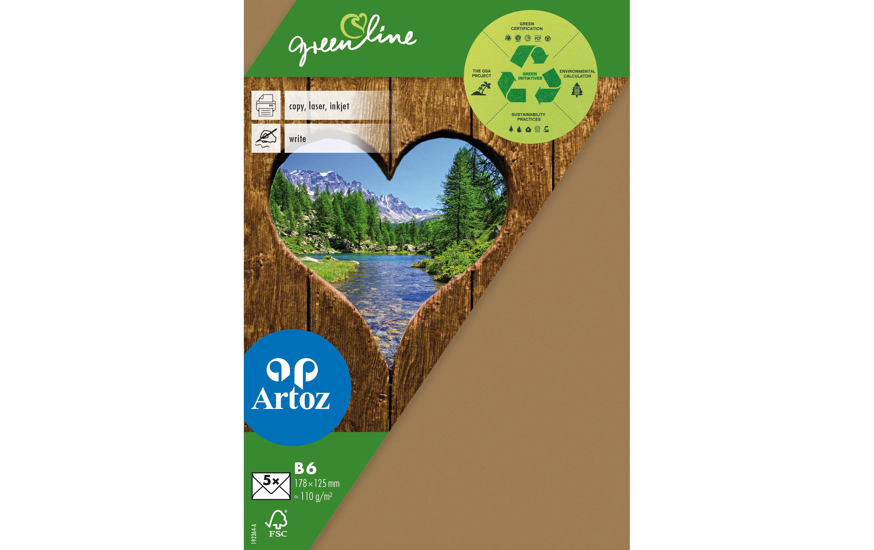 Artoz Couvert Green Line B6, 5 Stück, Braun – Couvert von Artoz