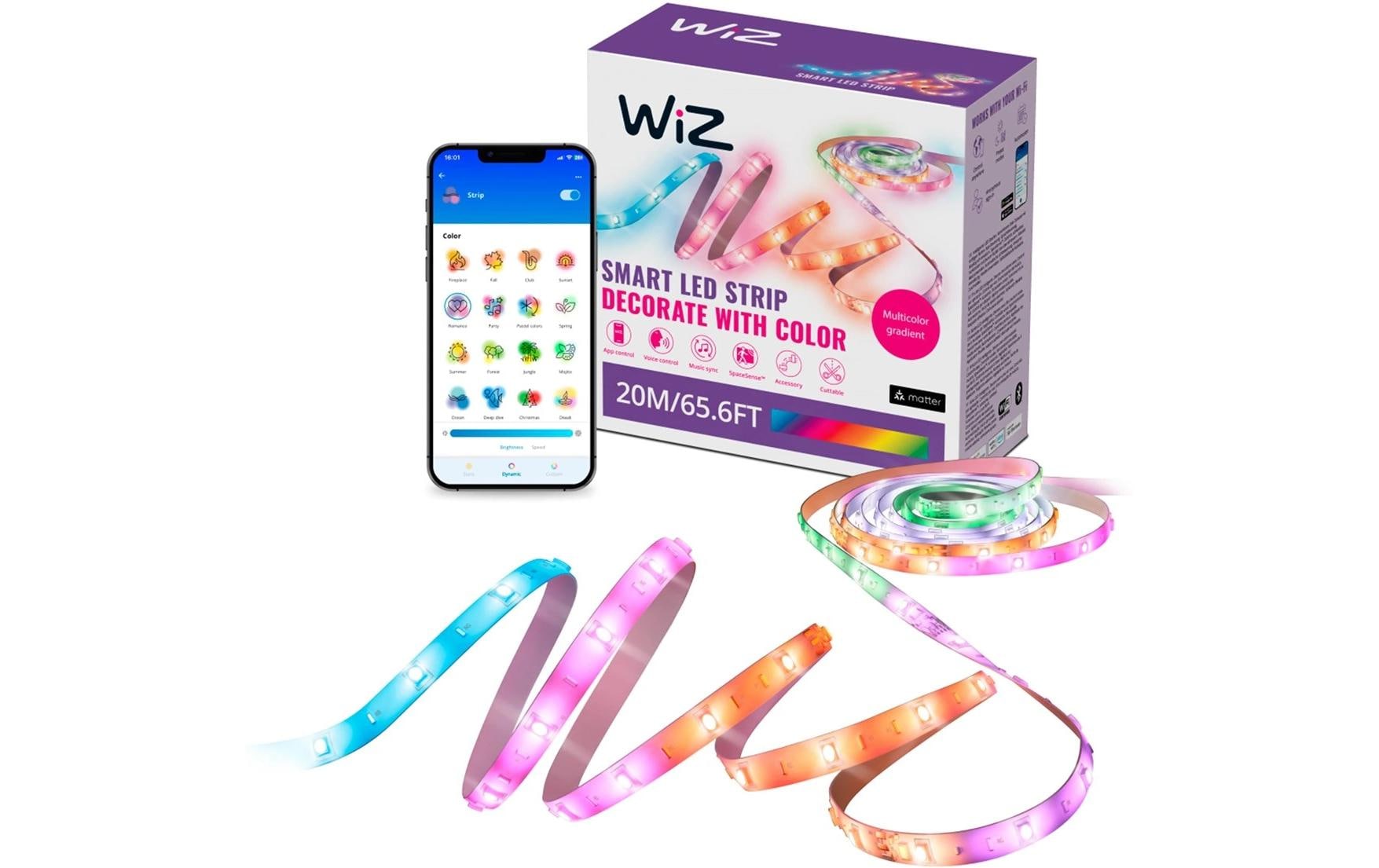 WiZ LED Stripe RGBIC 20 m – Smarter LED-Streifen RGBIC mit Netzteil von WiZ