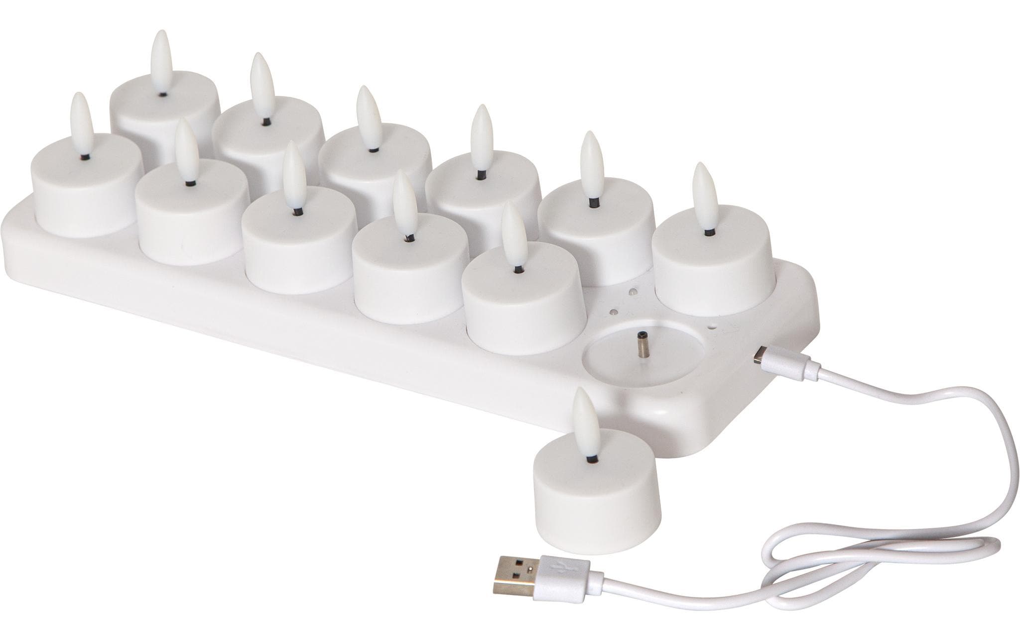Star Trading LED Teelichter Set Flamme Charge 12er, Weiss – LED-Teelichter von Star Trading