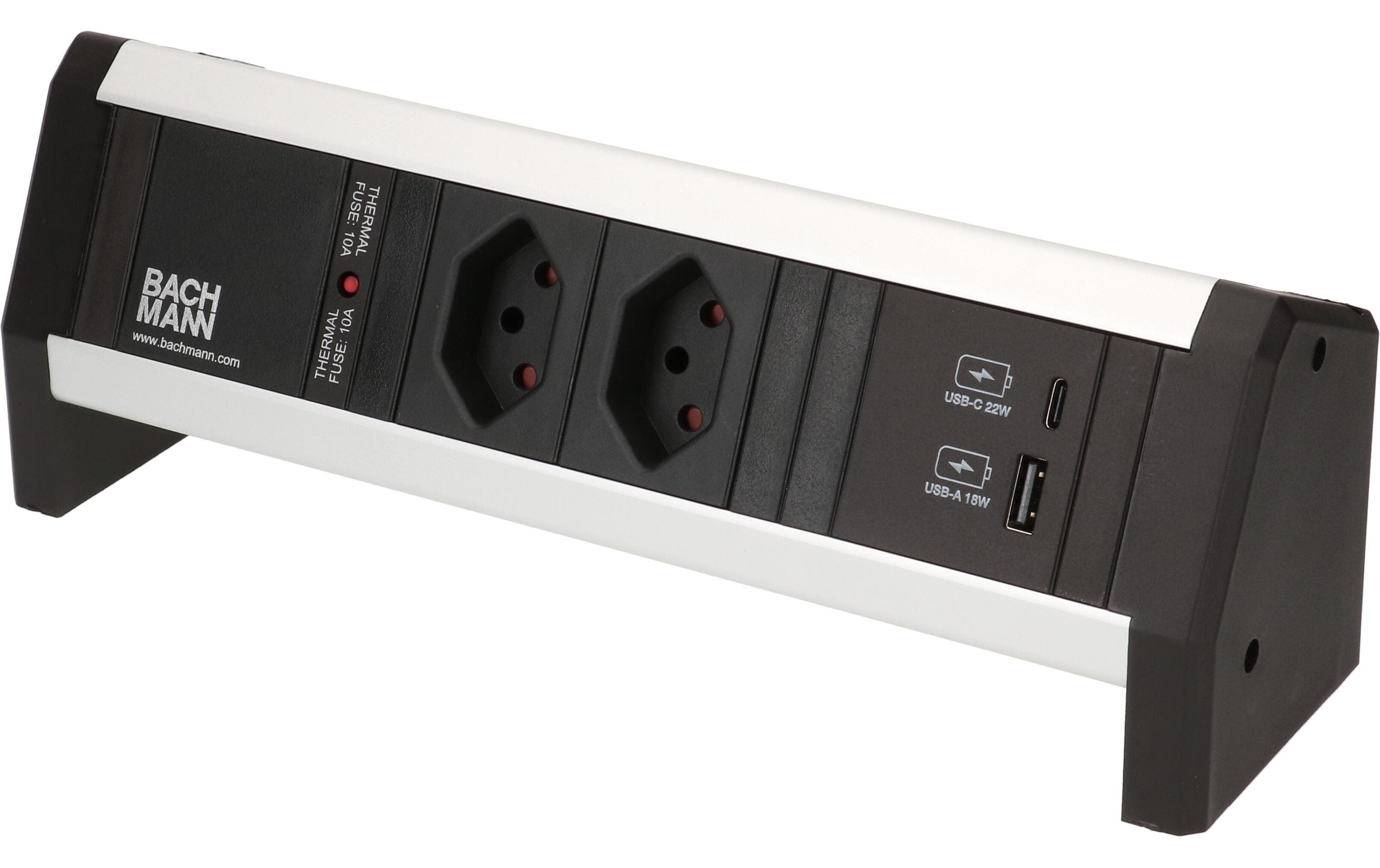 Bachmann Tischsteckdosenleiste DESK 1, 2x T13, 1x USB A/C – Tischsteckdosenleiste von Bachmann