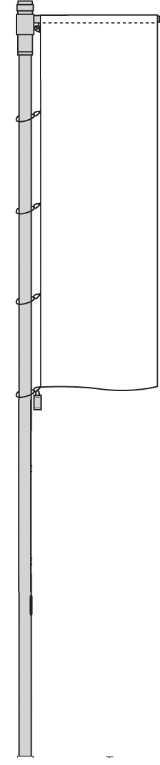 Fahnenmast ZA75, 7m, mit Ausleger, hissbar