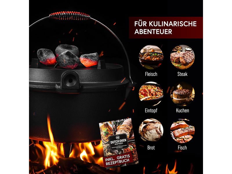 Dutch Oven Set 4,5L mit 2in1 Deckelheber